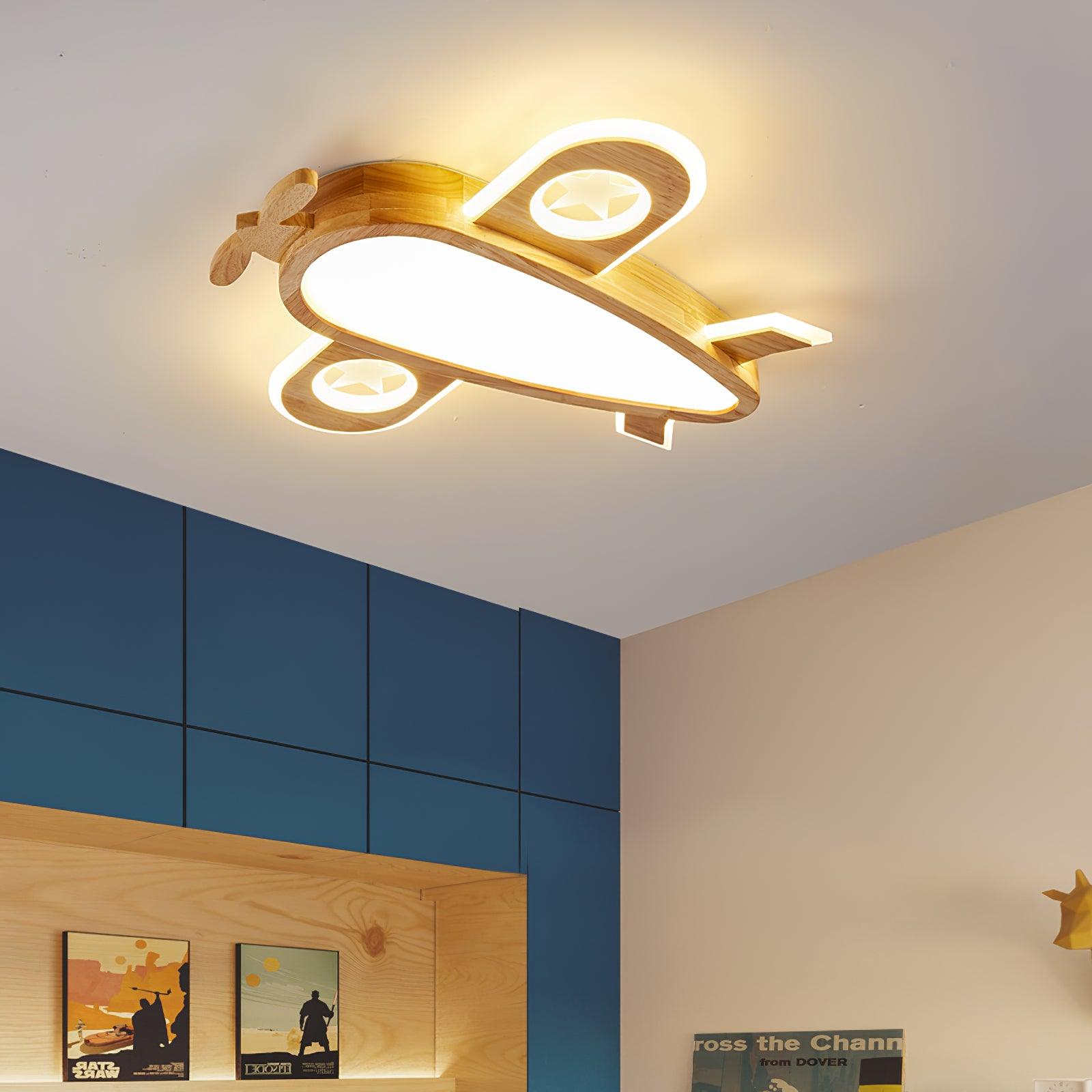 Wood Airplane Ceiling Lamp - Decormote