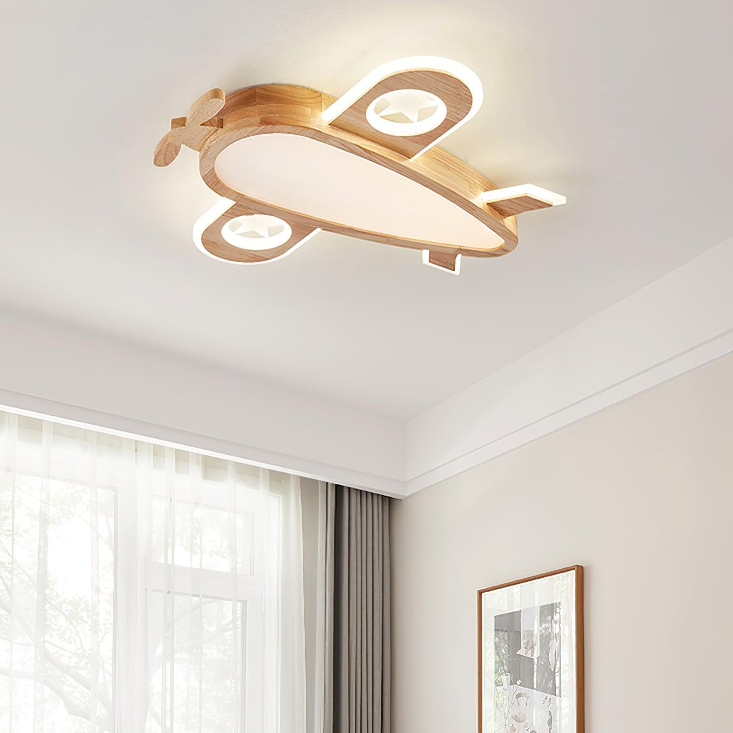 Wood Airplane Ceiling Lamp - Decormote