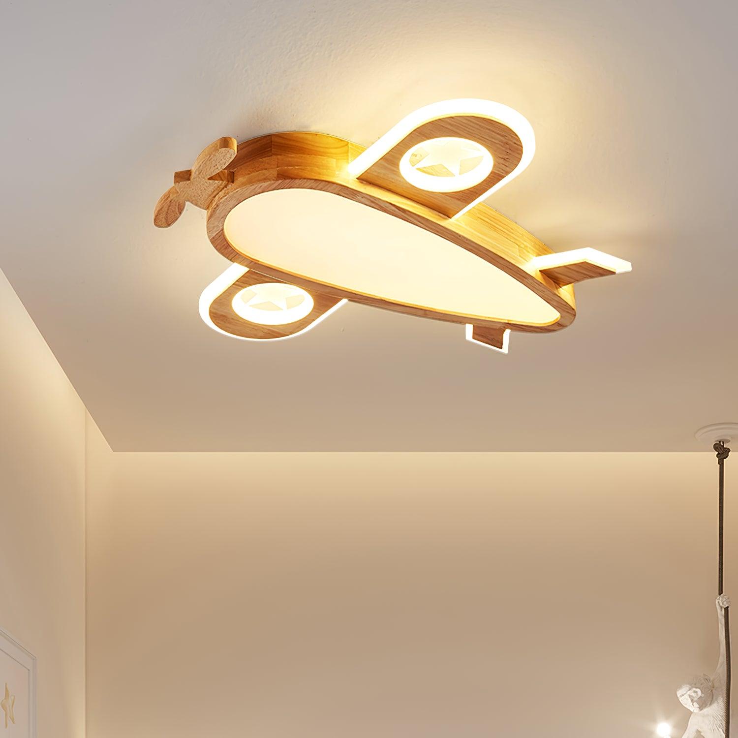 Wood Airplane Ceiling Lamp - Decormote