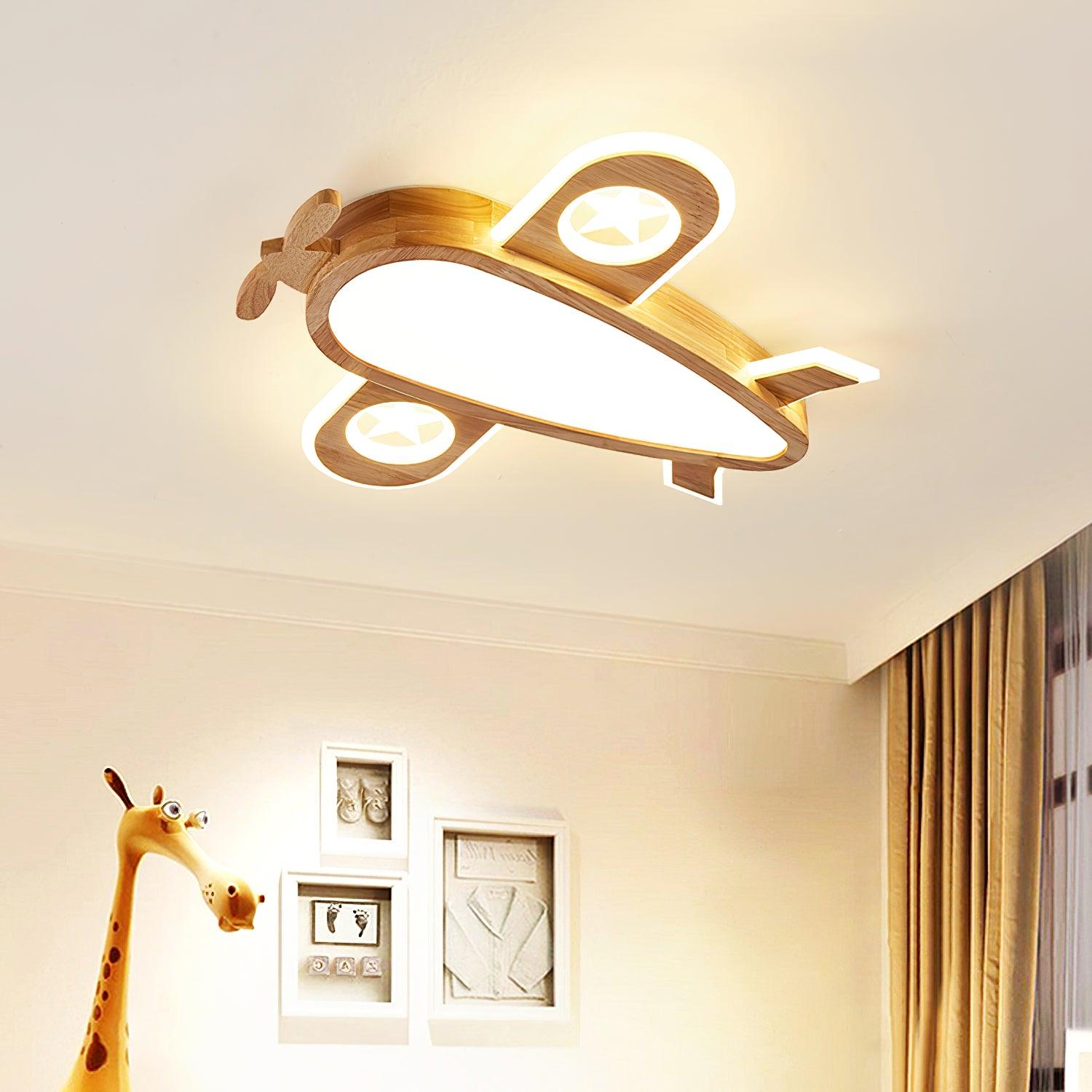 Wood Airplane Ceiling Lamp - Decormote