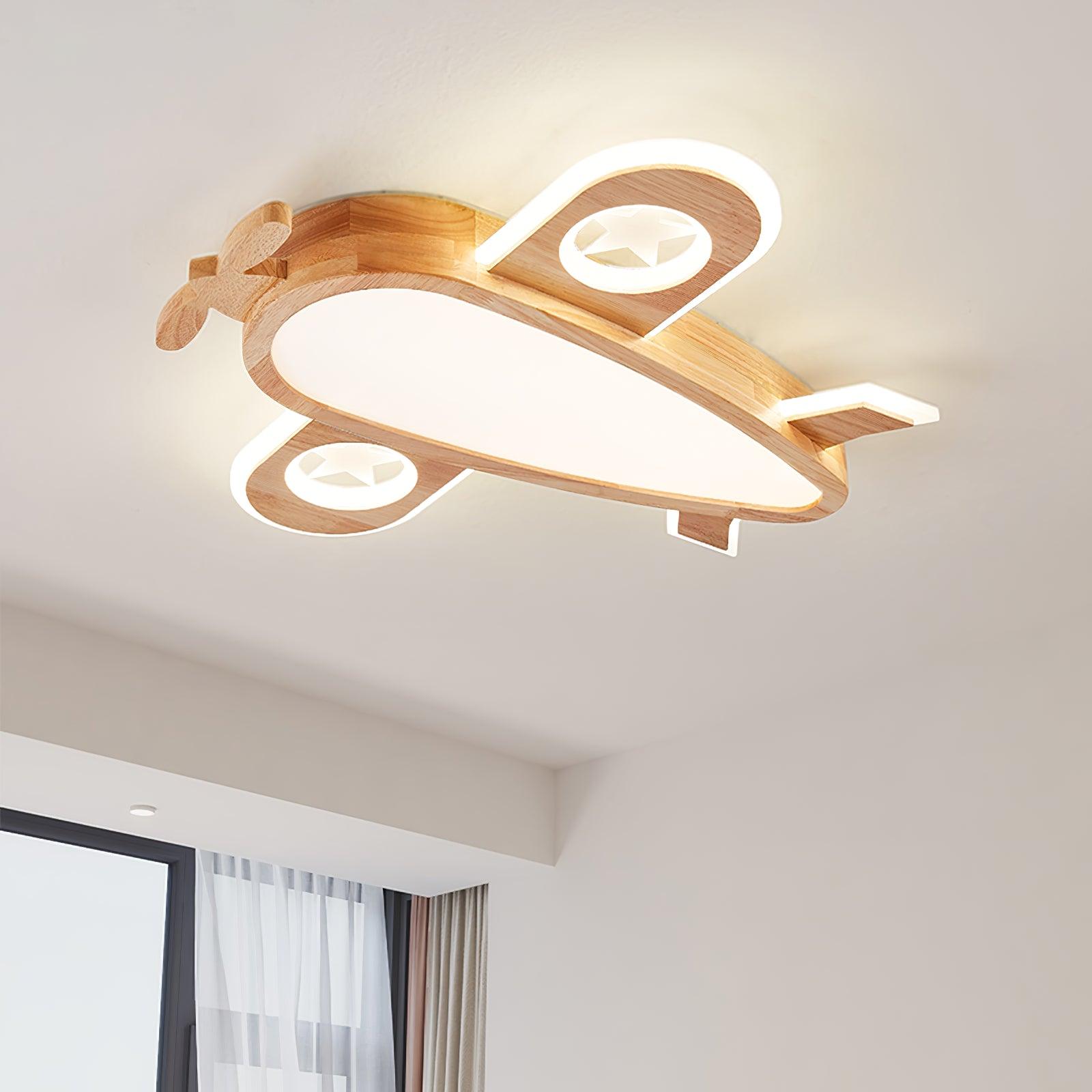 Wood Airplane Ceiling Lamp - Decormote