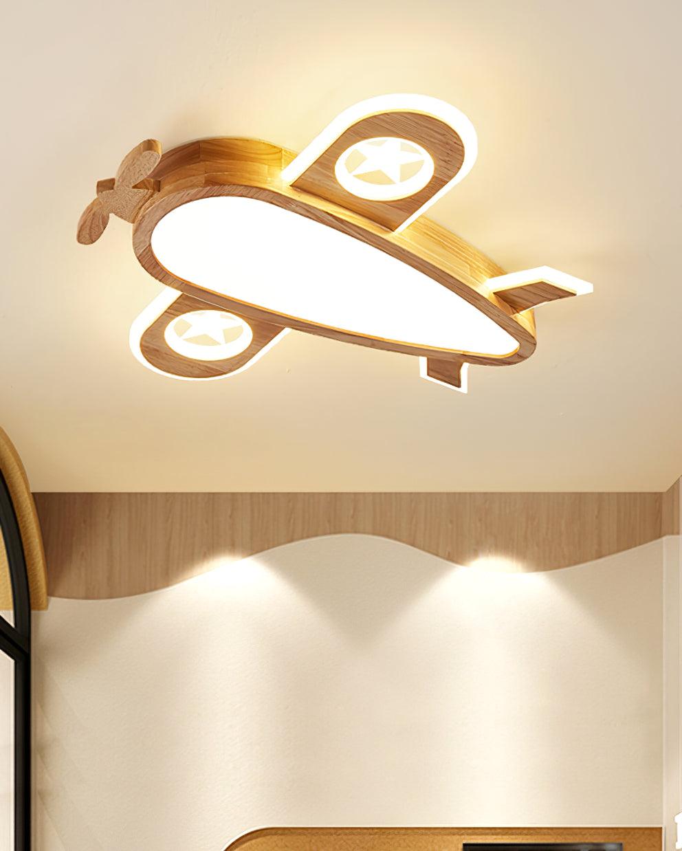 Wood Airplane Ceiling Lamp - Decormote
