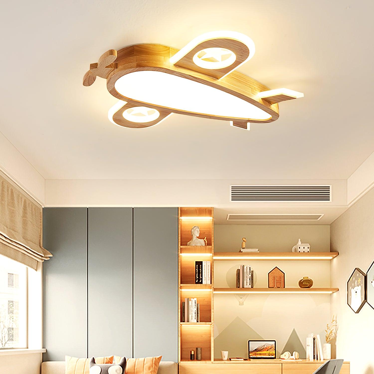 Wood Airplane Ceiling Lamp - Decormote
