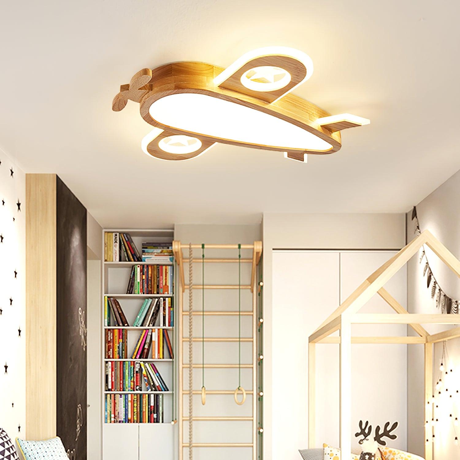 Wood Airplane Ceiling Lamp - Decormote