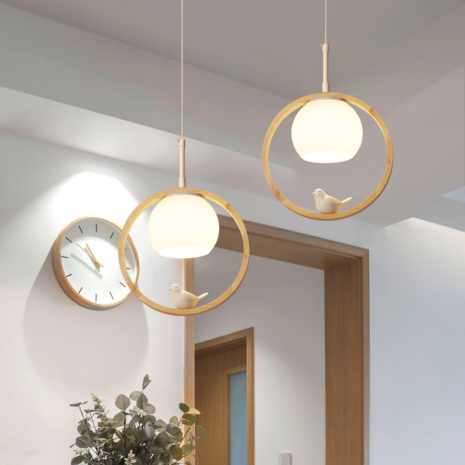 Wood Bird Pendant Lamp - Decormote