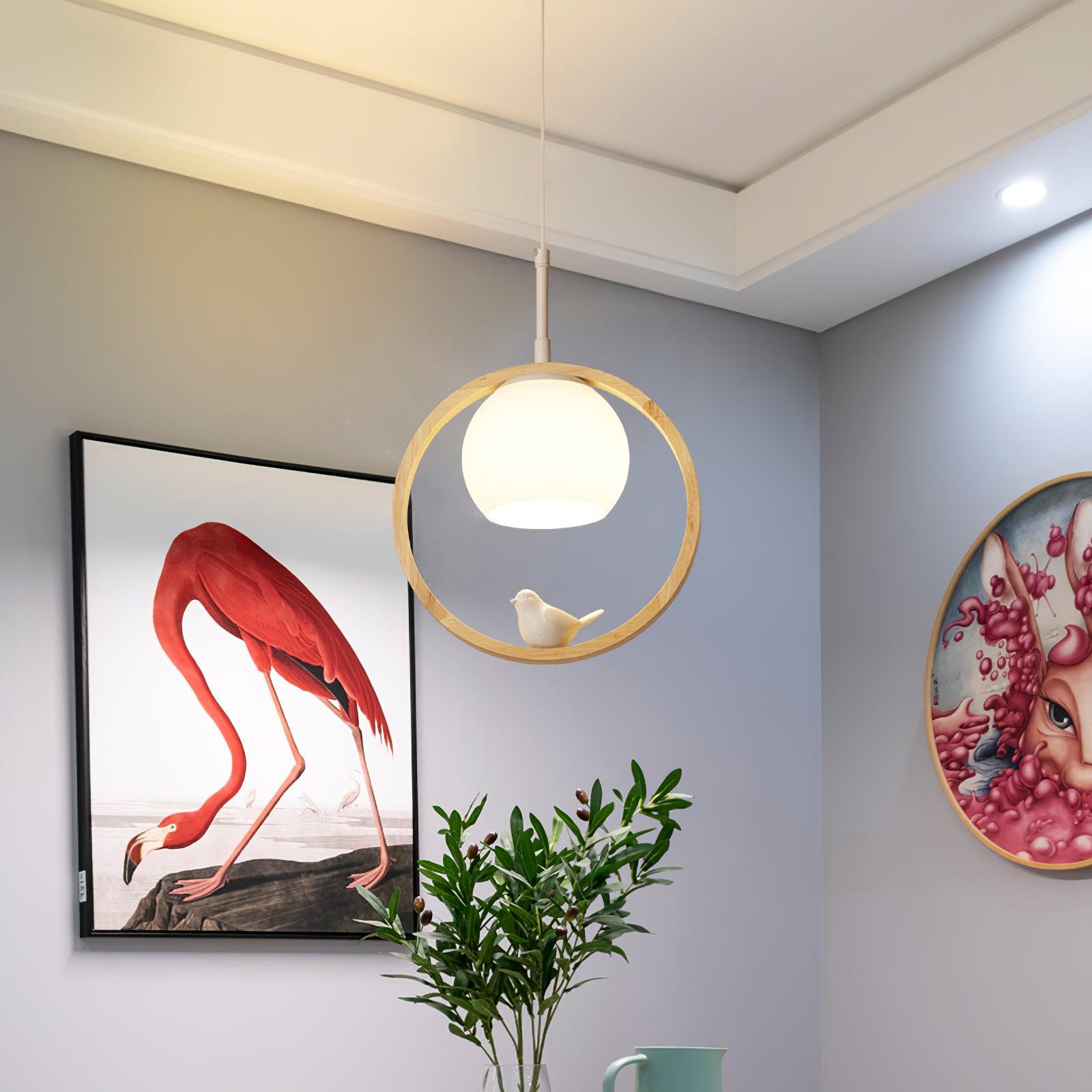 Wood Bird Pendant Lamp - Decormote
