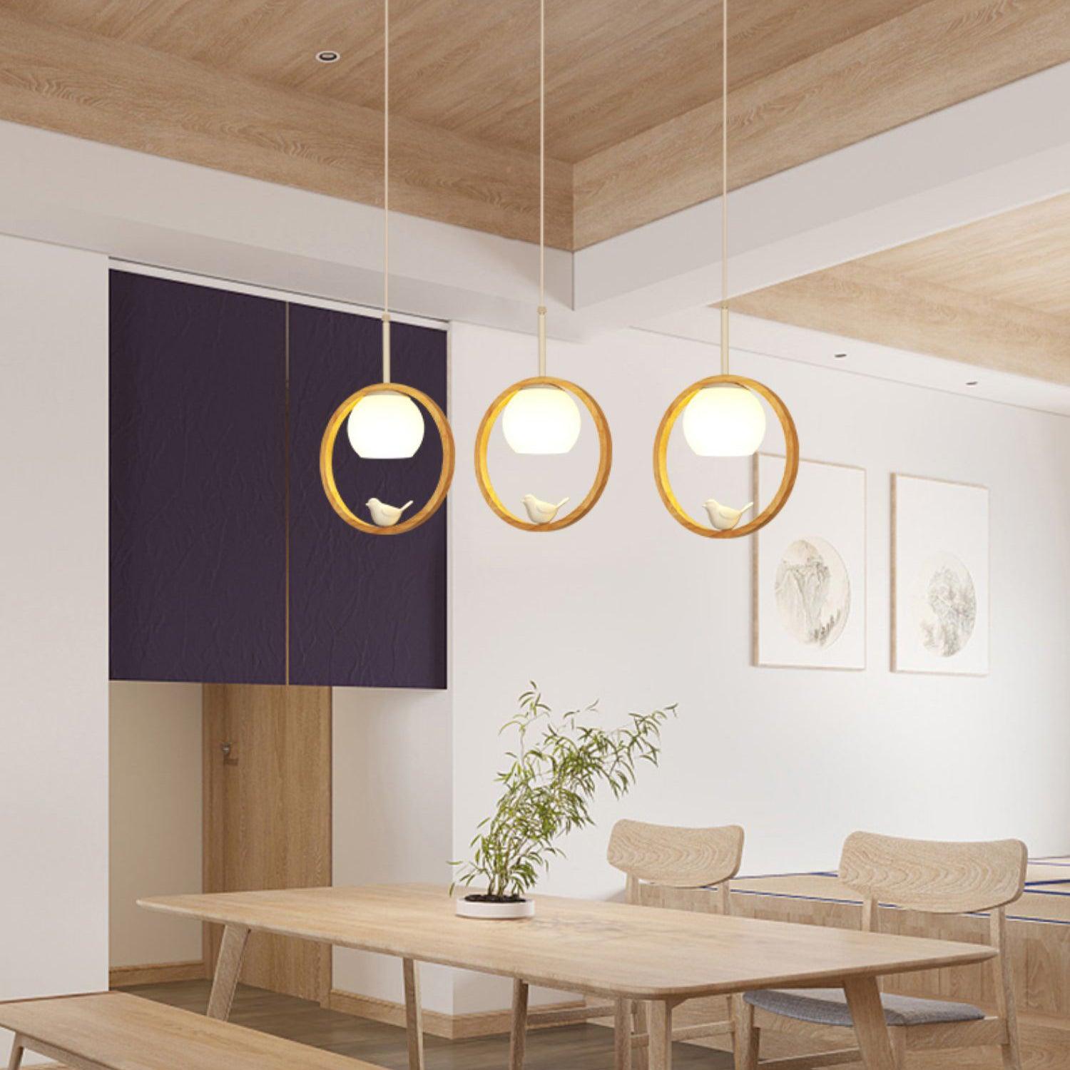 Wood Bird Pendant Lamp - Decormote