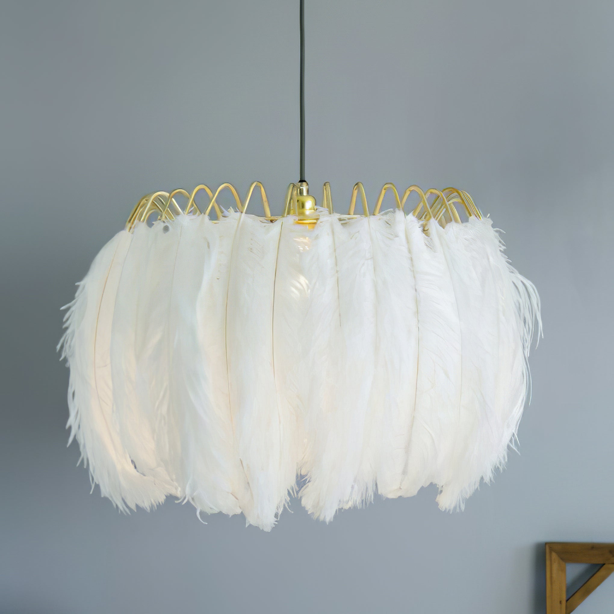 Lámpara colgante de plumas