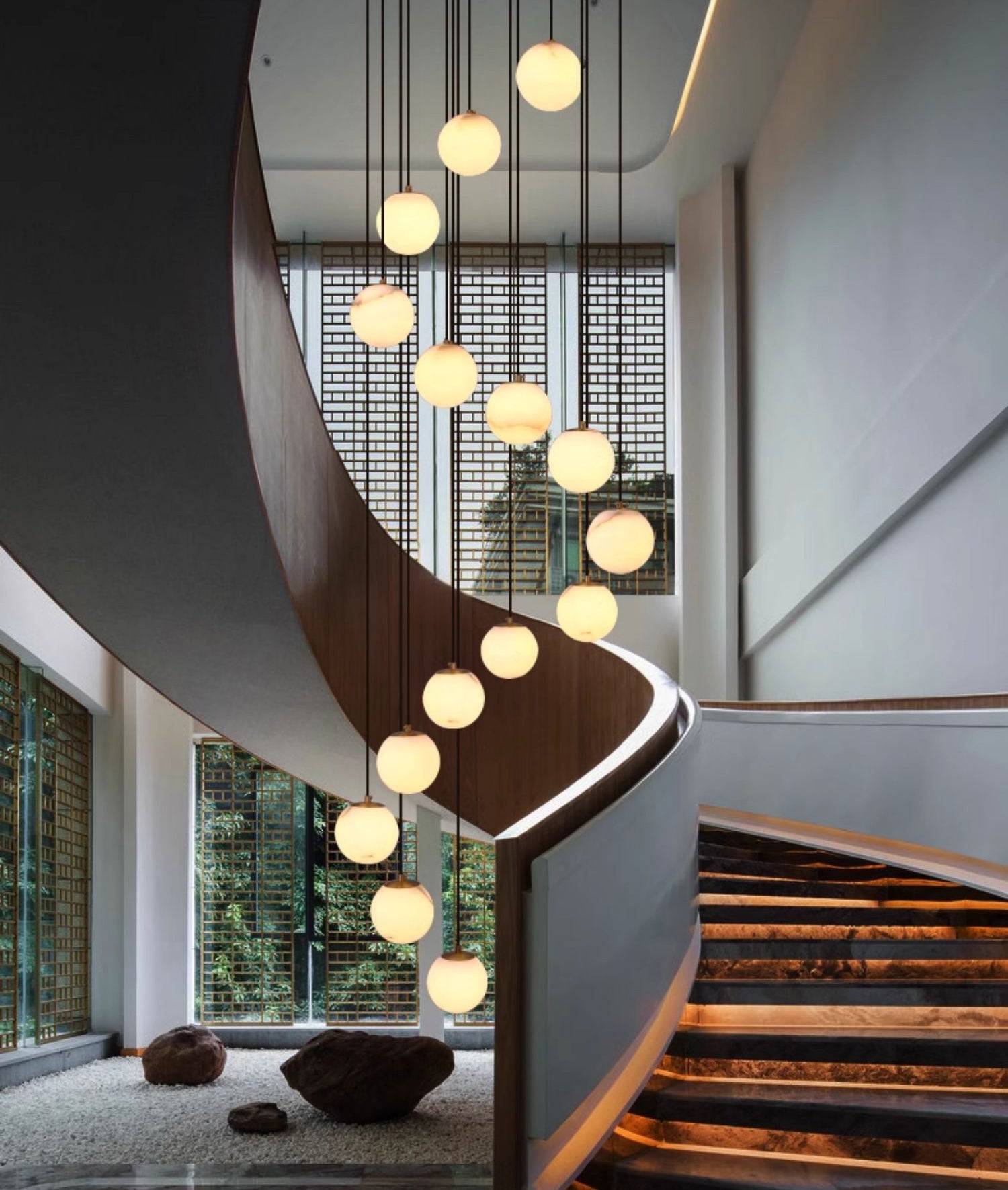 Alabaster Ball suspension lamp