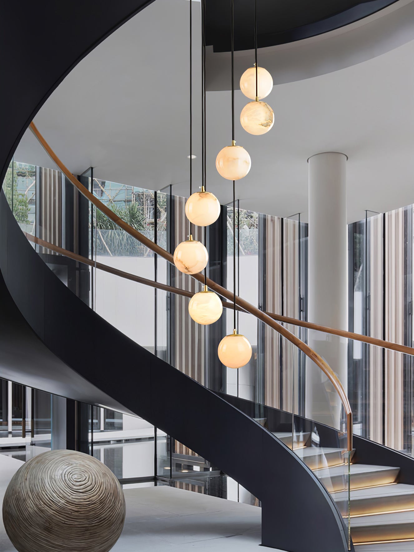 Alabaster Ball suspension lamp