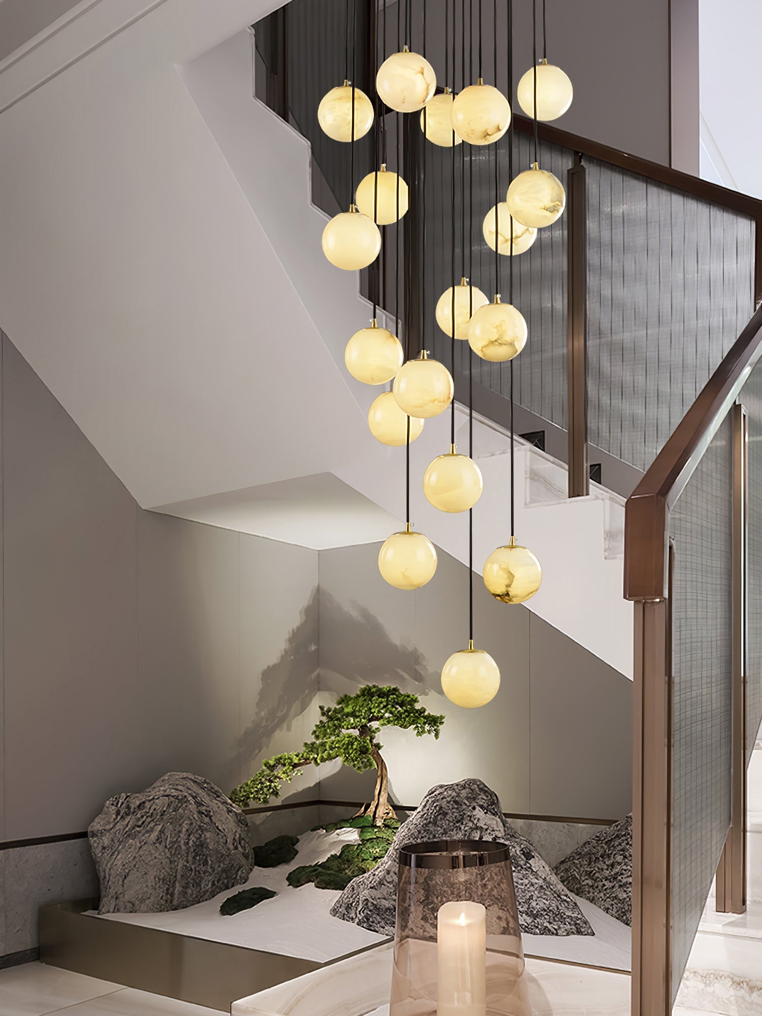 Alabaster Ball suspension lamp