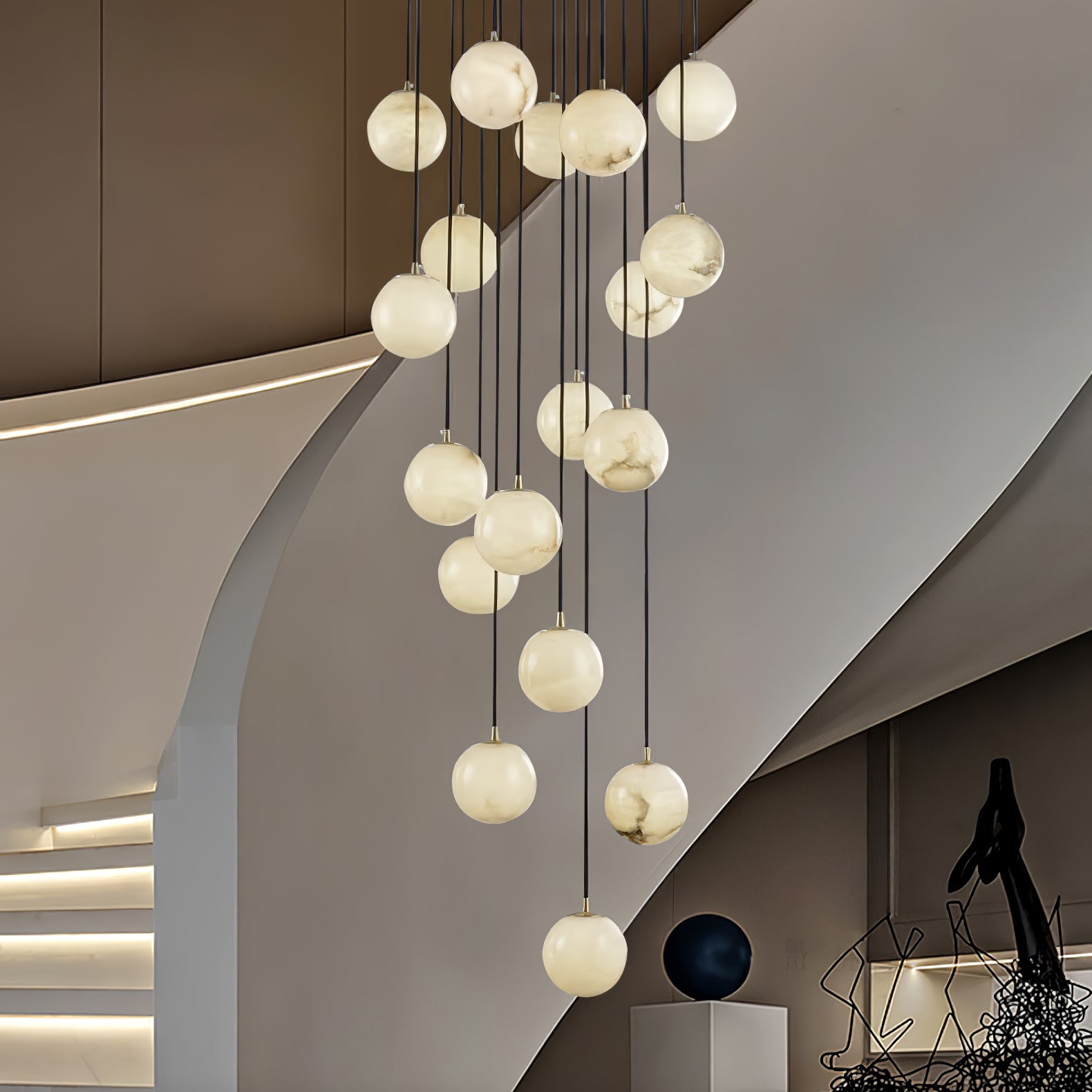 Alabaster Ball suspension lamp