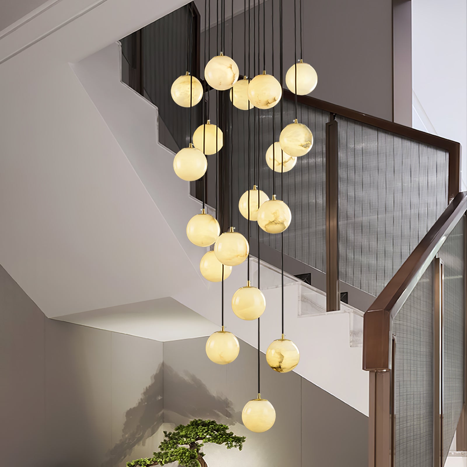 Alabaster Ball suspension lamp