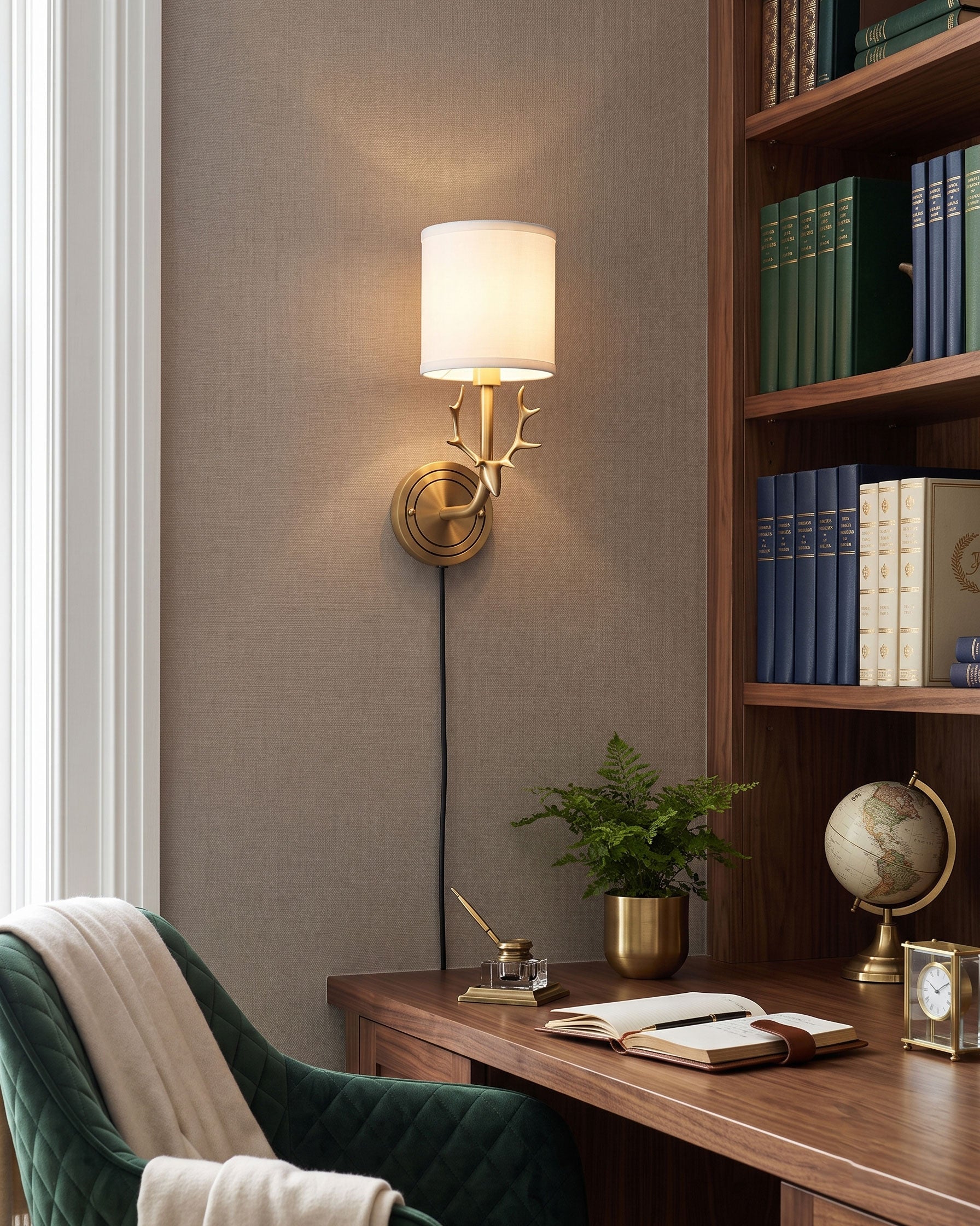 Brass Deer Plug-In Wall Sconce