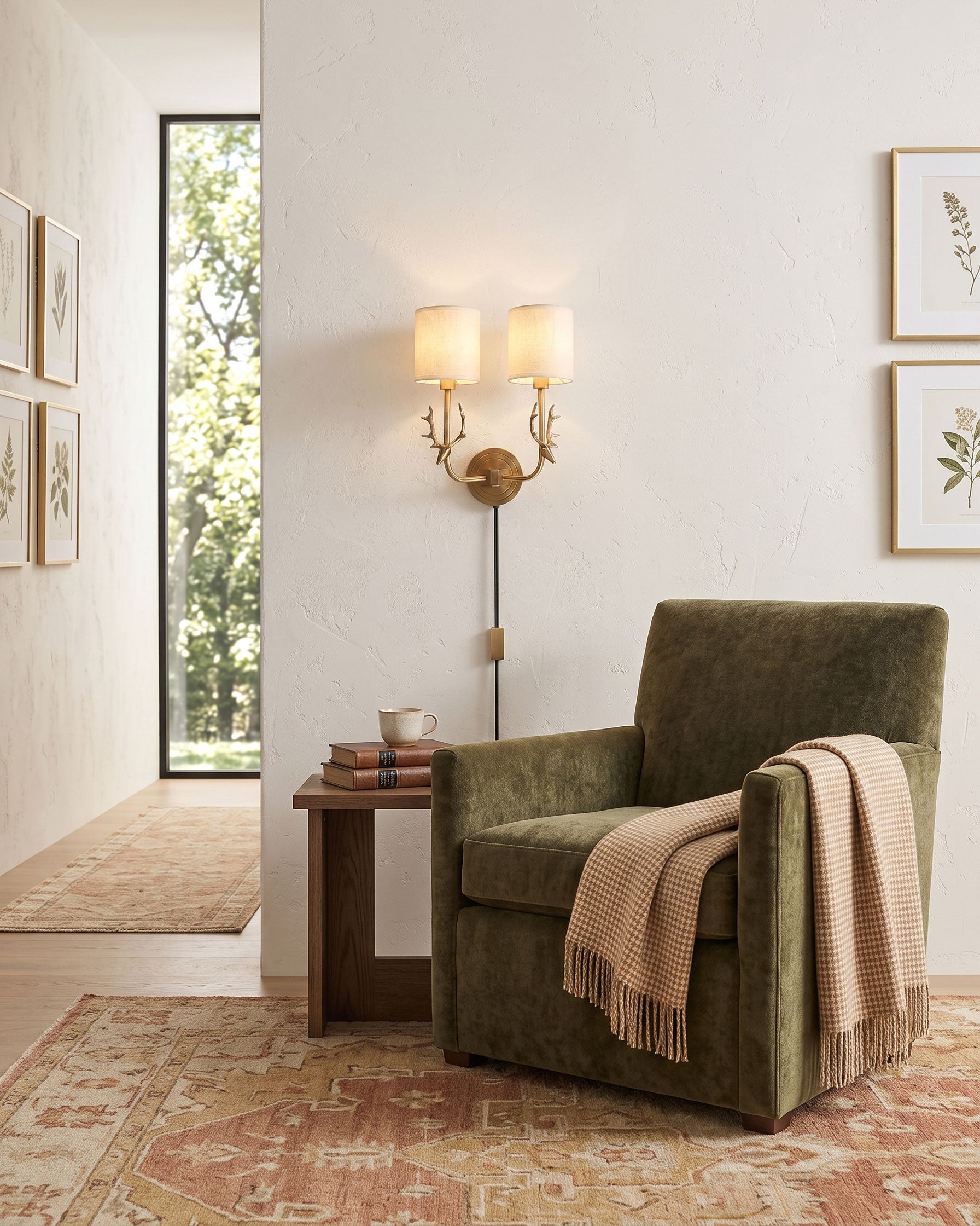 Brass Deer Plug-In Wall Sconce