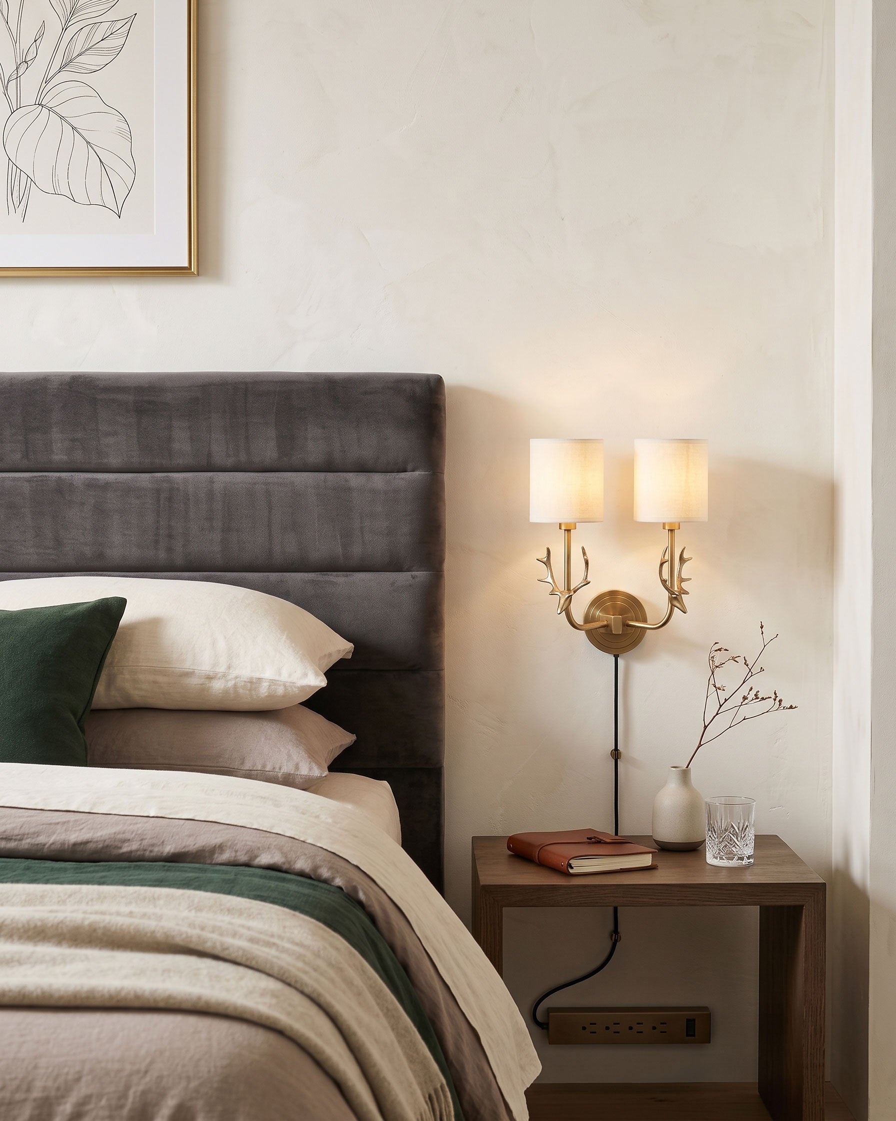 Brass Deer Plug-In Wall Sconce