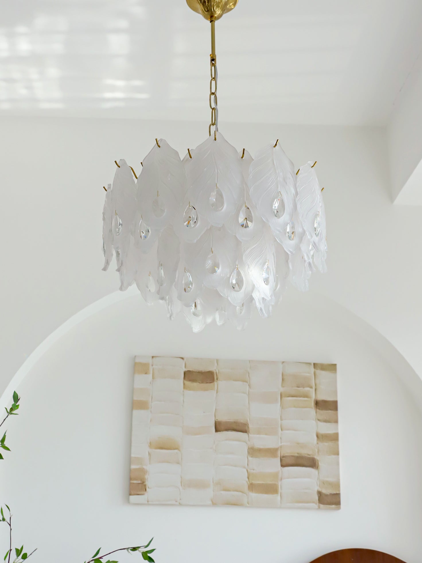 Carved Feather Chandelier