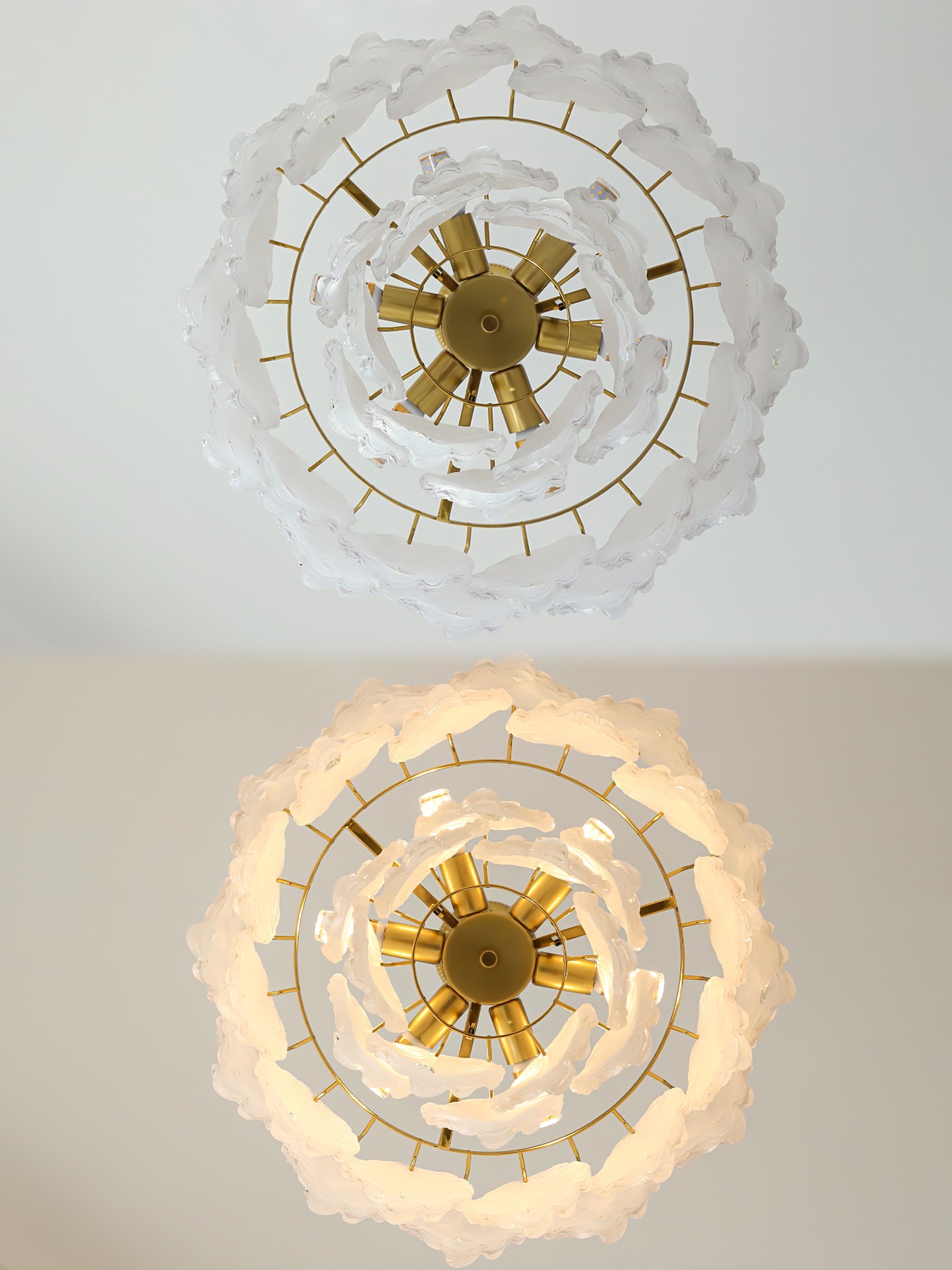 Carved Feather Chandelier