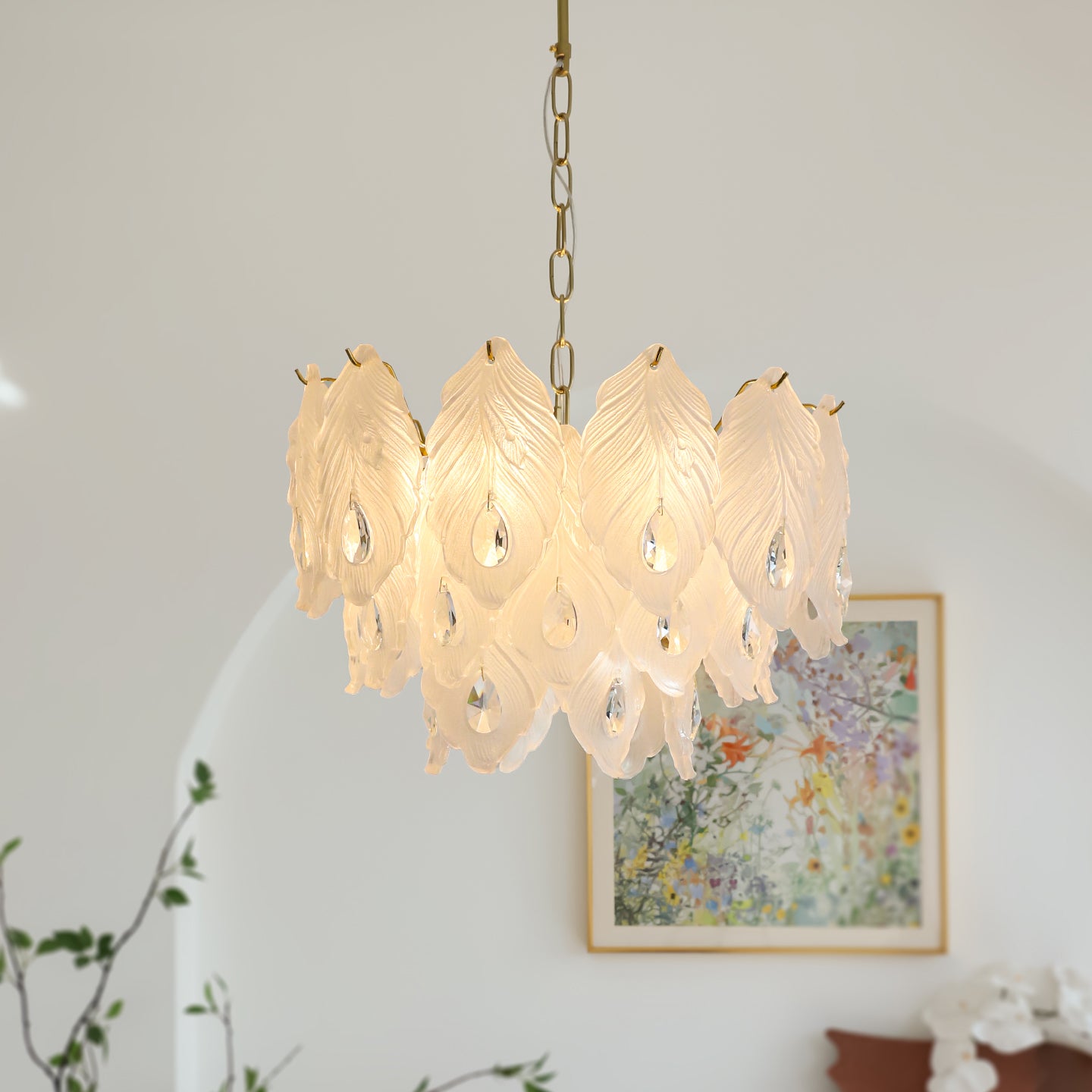 Carved Feather Chandelier