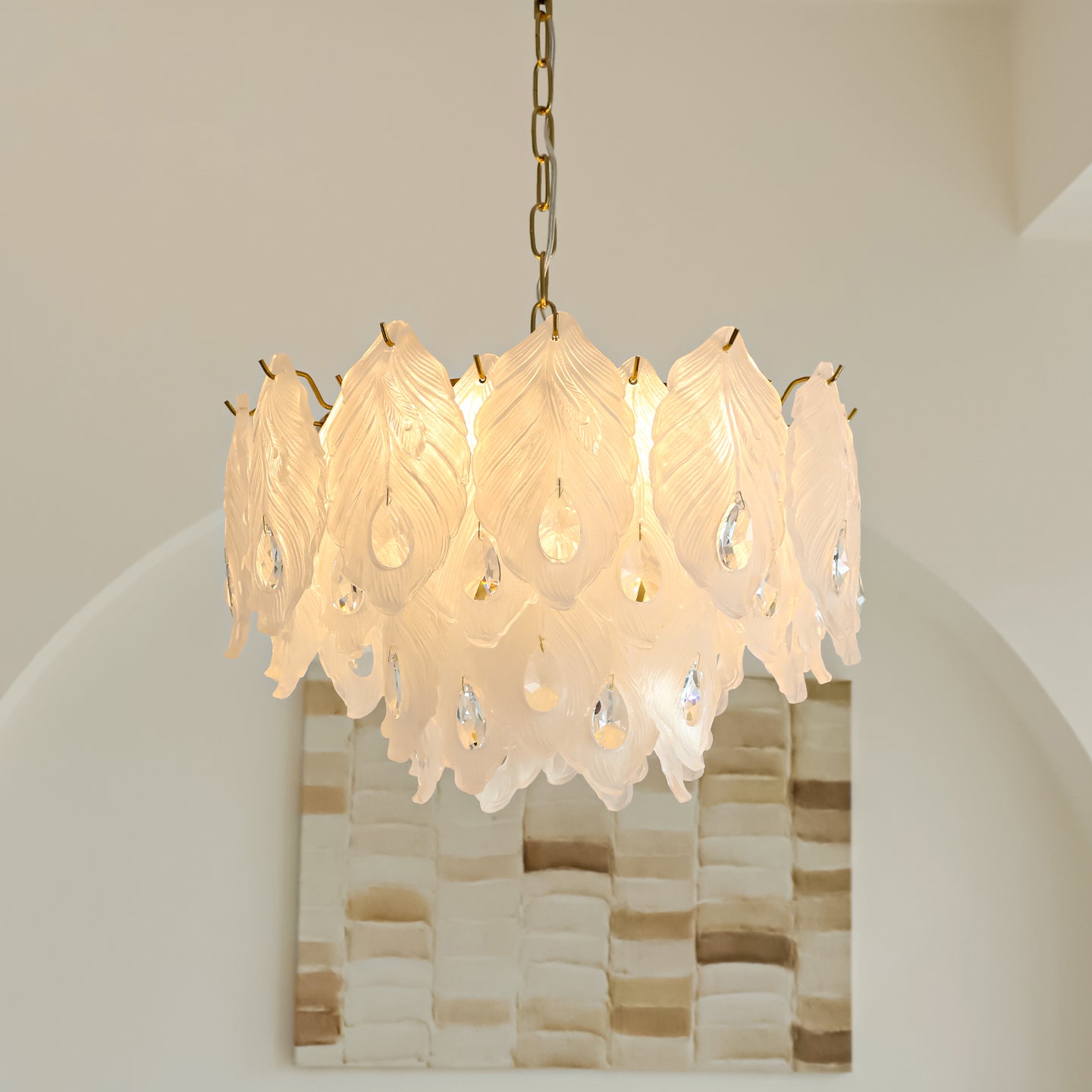 Carved Feather Chandelier