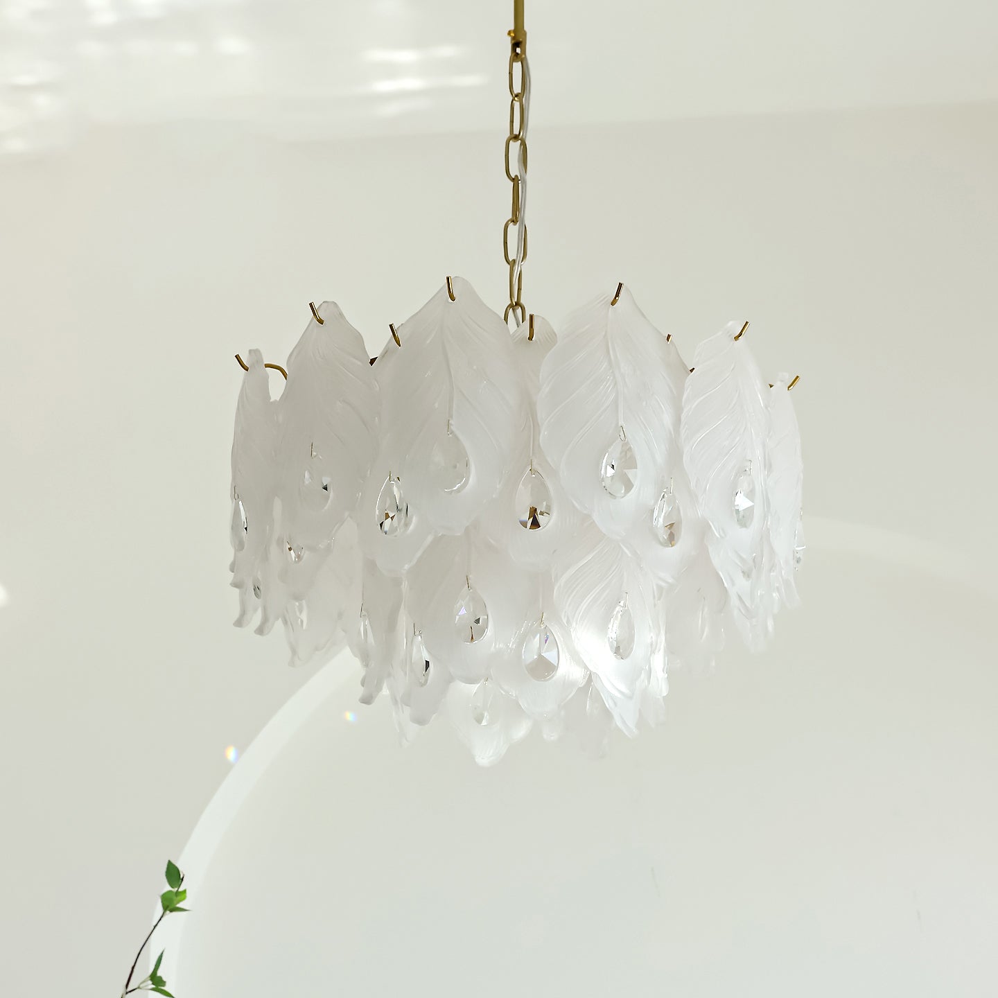 Carved Feather Chandelier