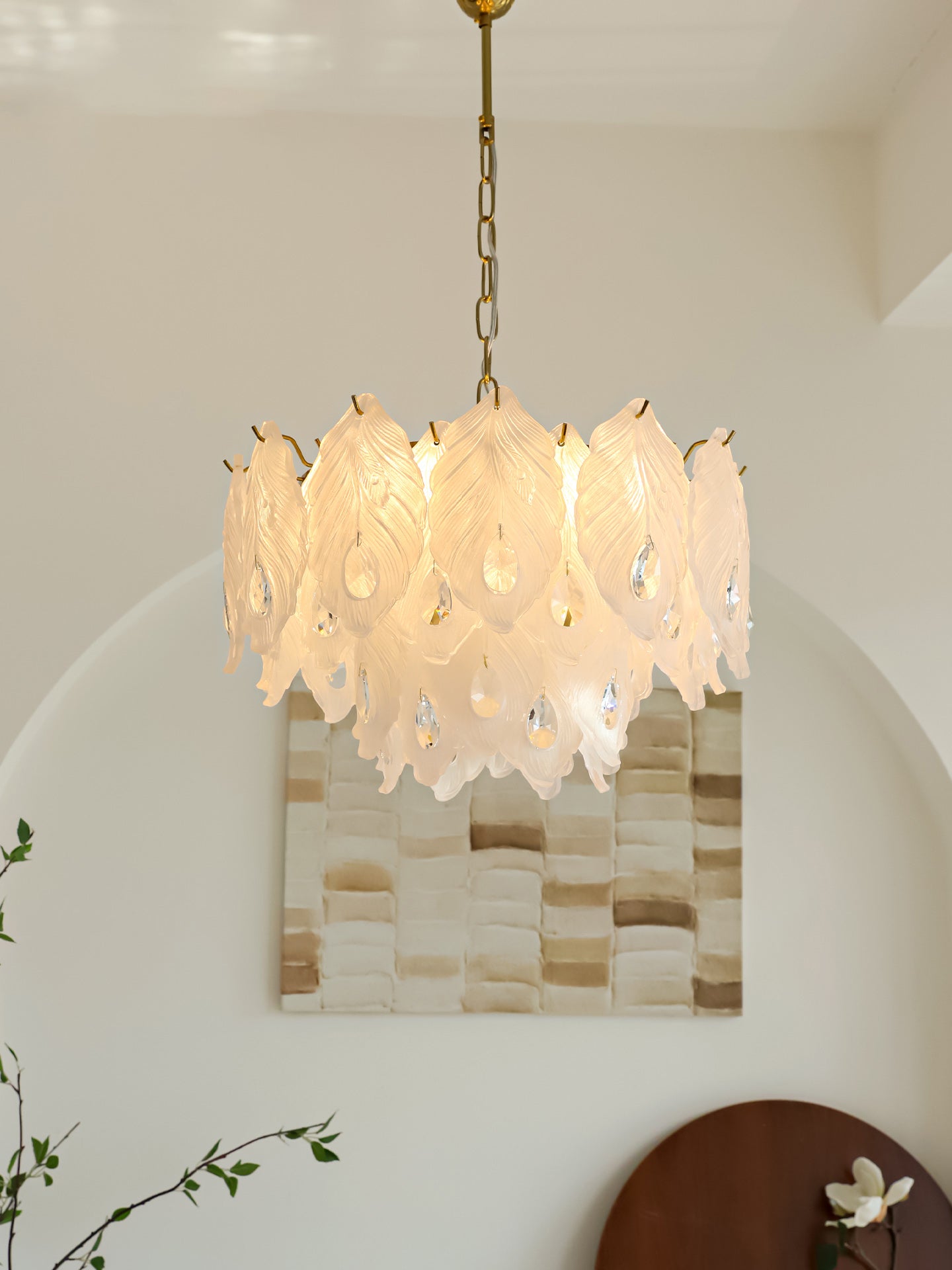 Carved Feather Chandelier