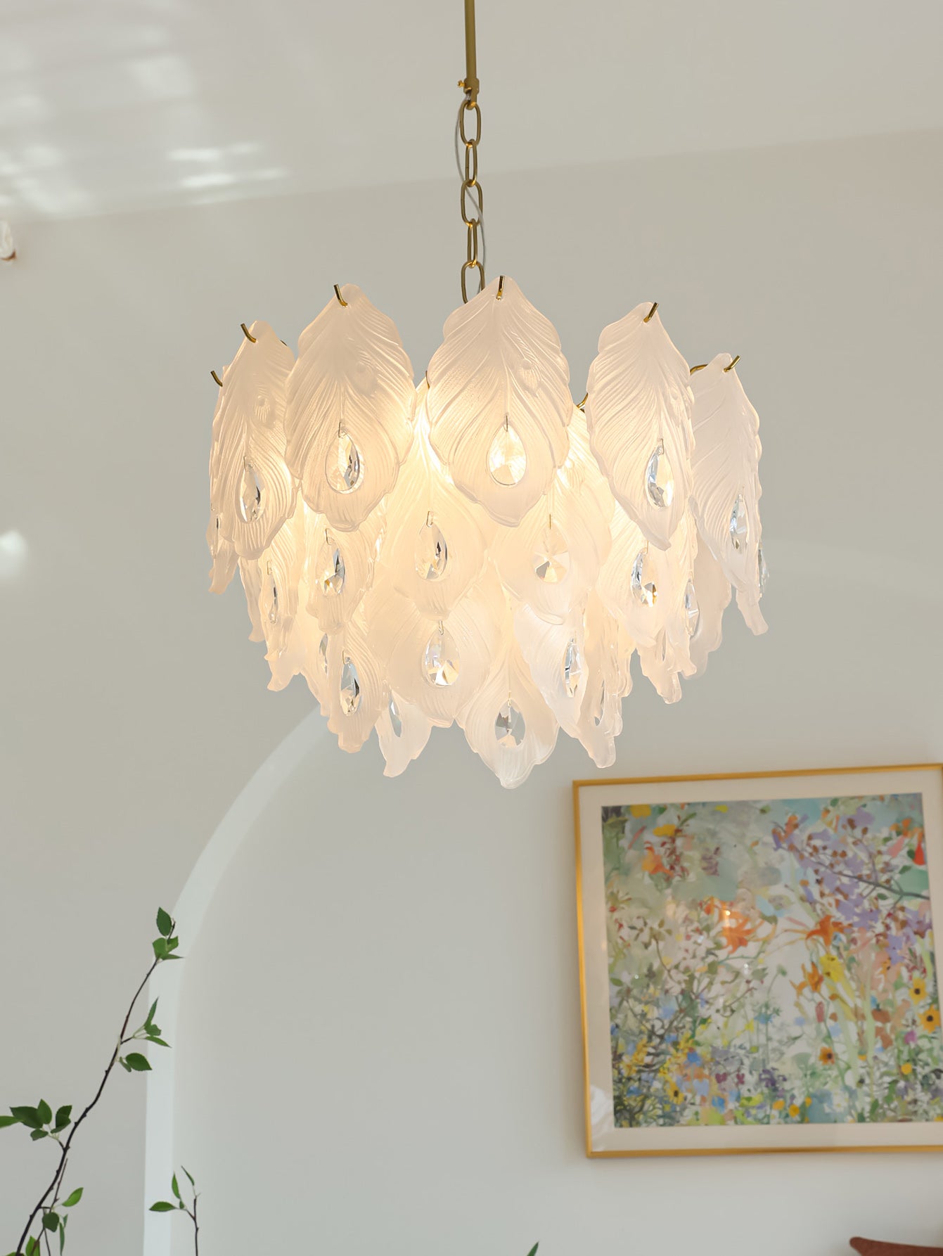 Carved Feather Chandelier