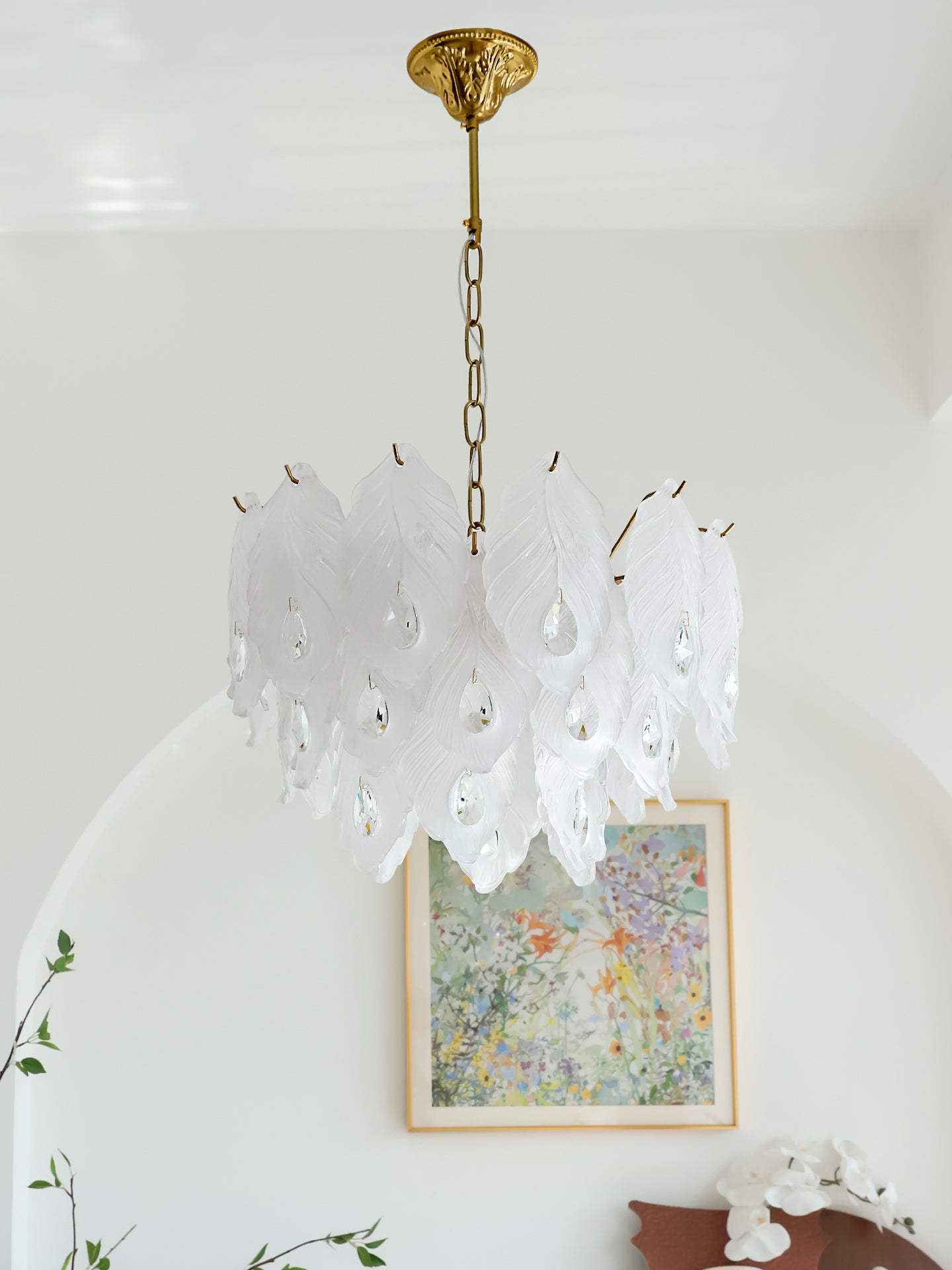 Carved Feather Chandelier