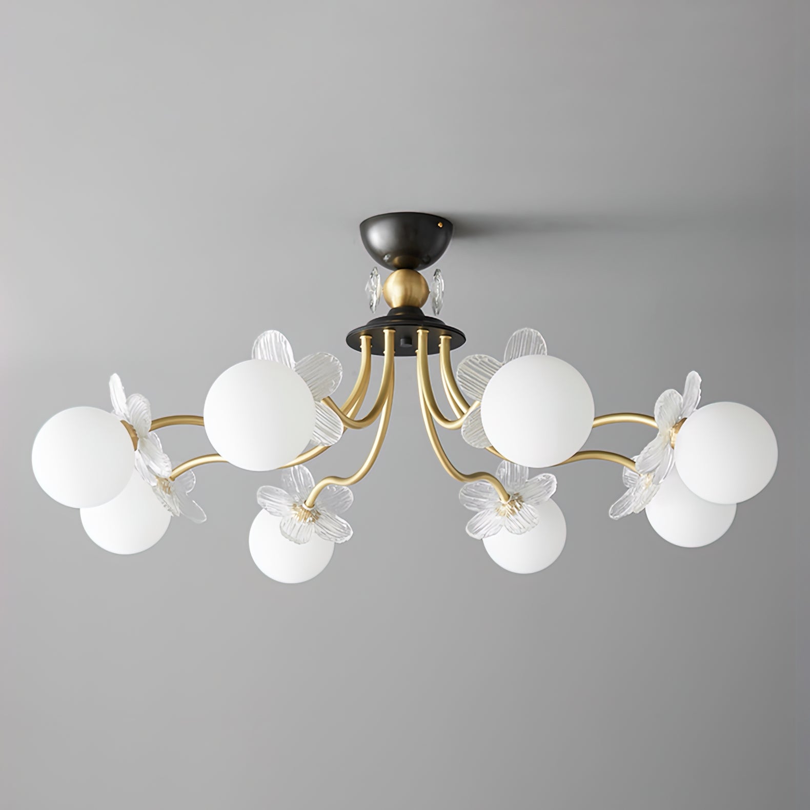 Floral Glass Semi Flush Ceiling Light
