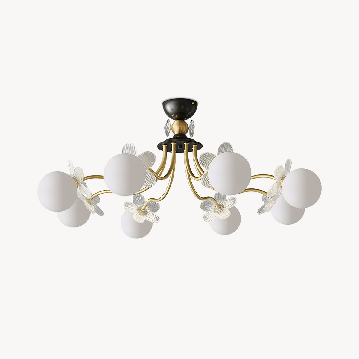 Floral Glass Semi Flush Ceiling Light
