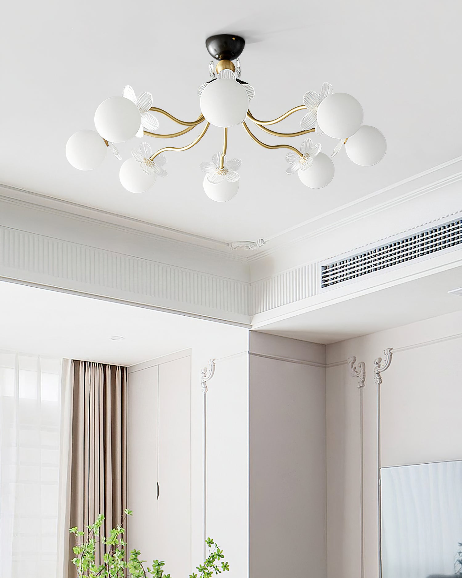 Floral Glass Semi Flush Ceiling Light