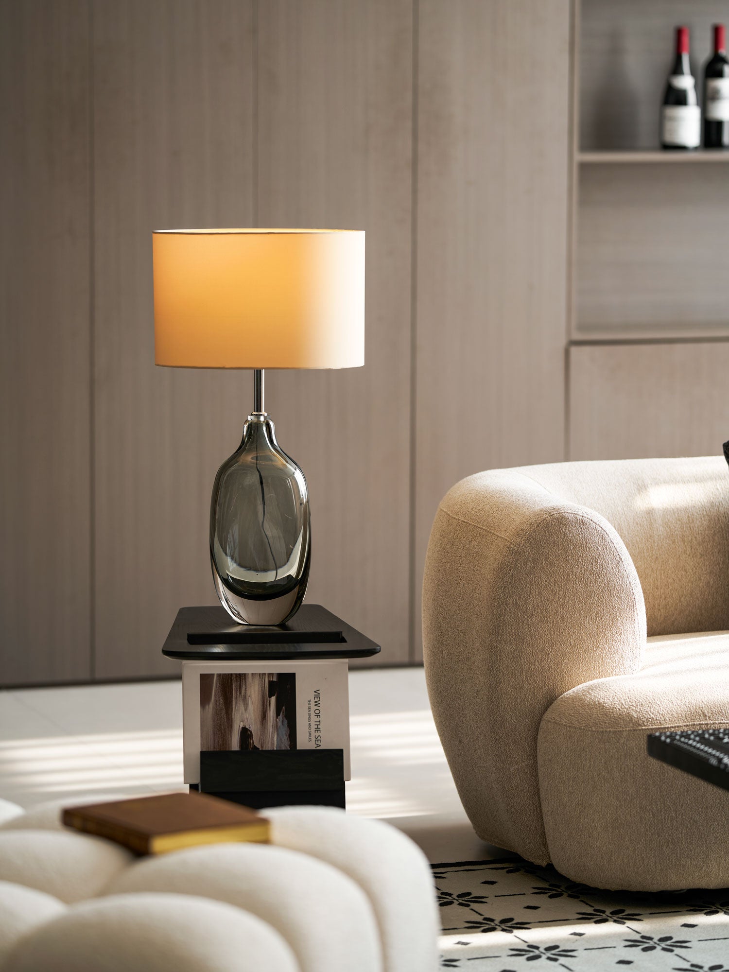 Lámpara de mesa de cristal esmaltado