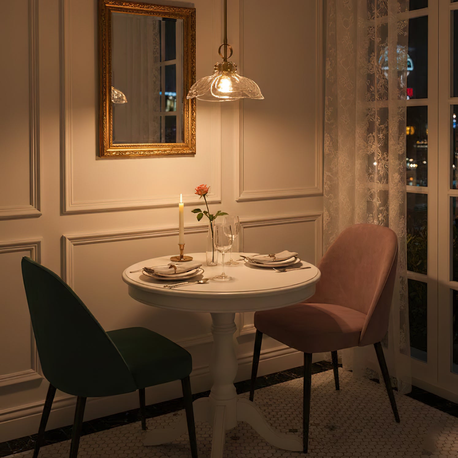 Hammered Petals Glass Pendant Lamp