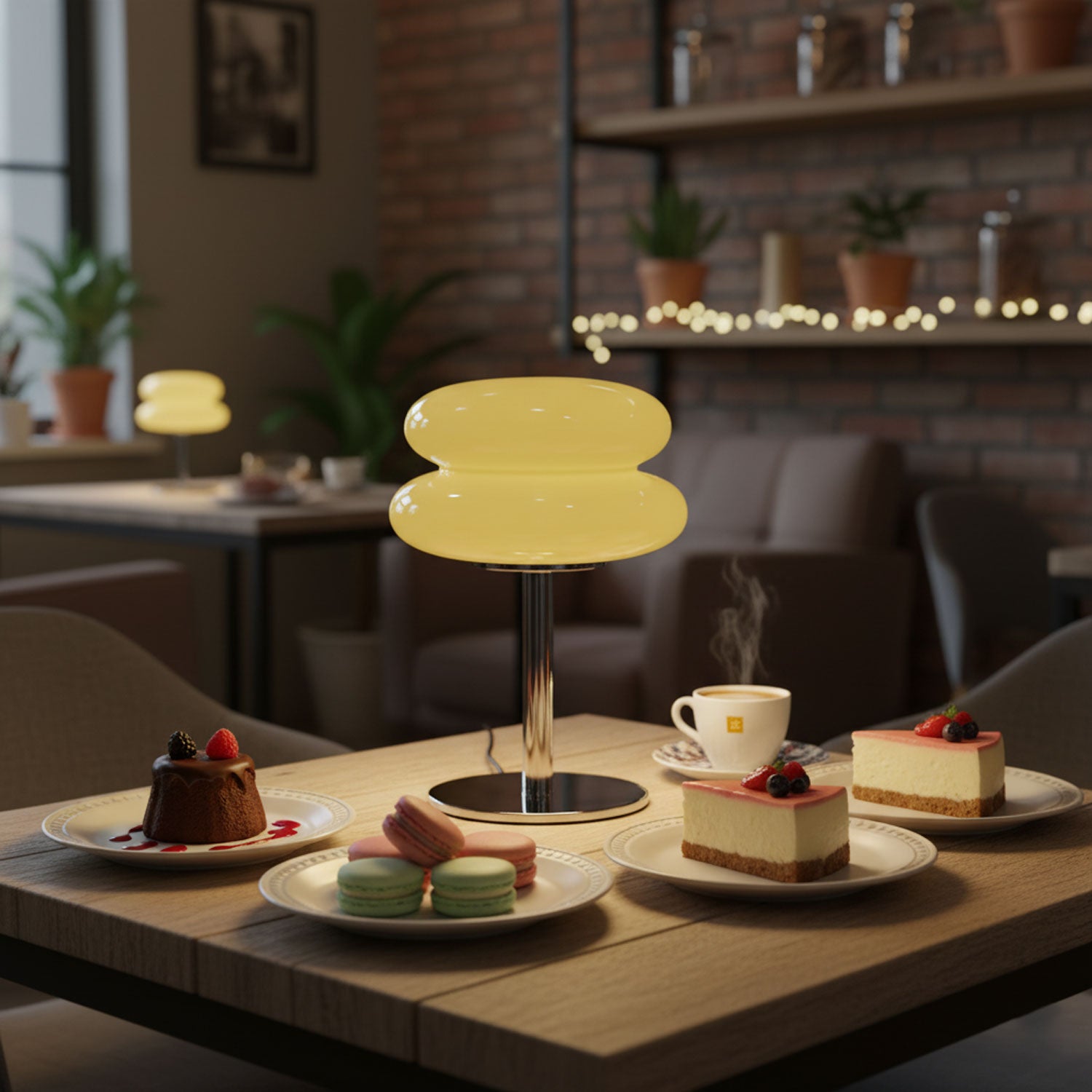 Lampe de table en verre macaron