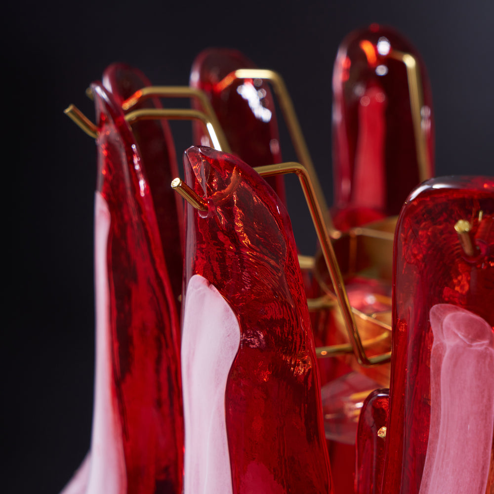 Marielle glass chandelier, leaf detail