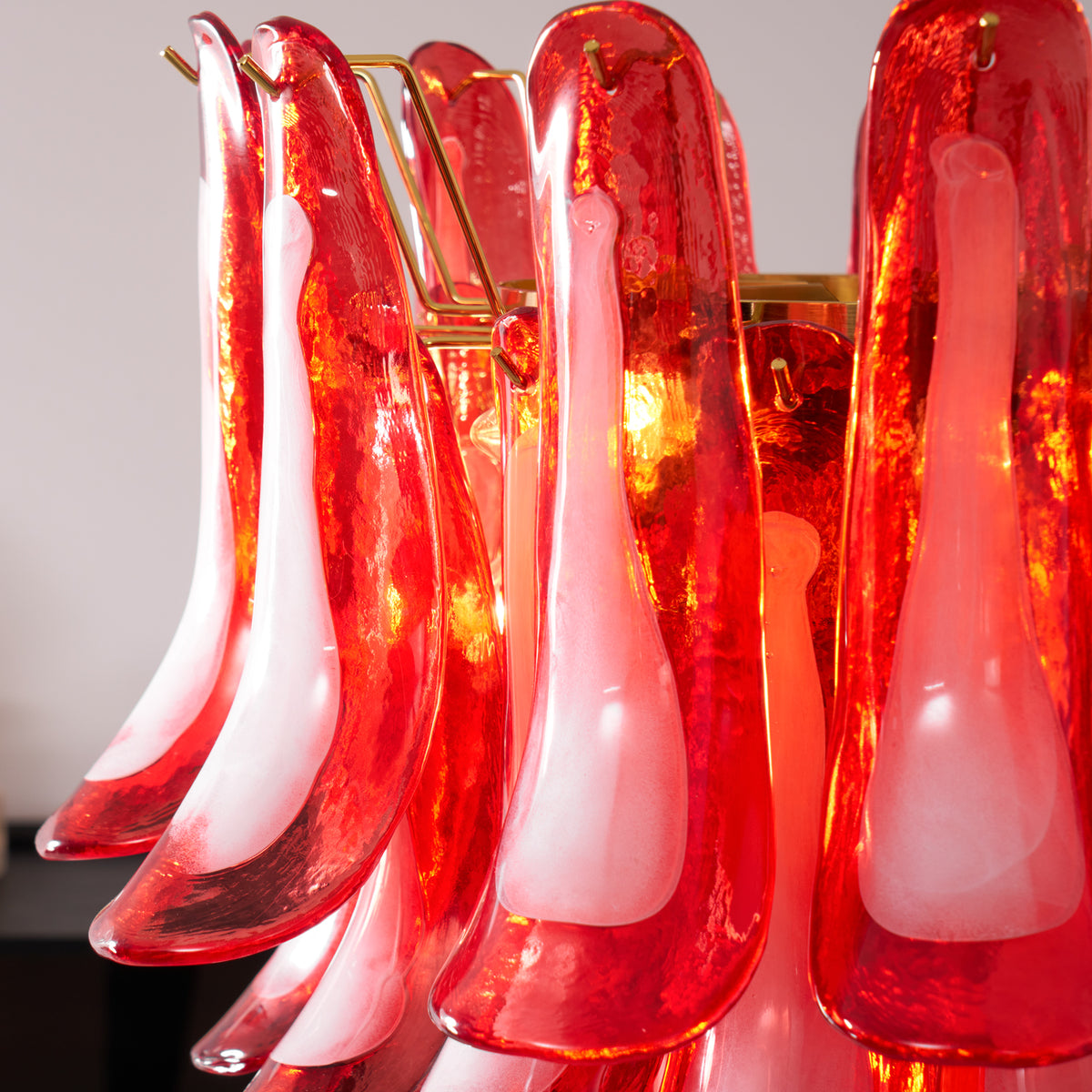 Murano glass chandelier switched on