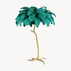 مصباح أرضي من نوع Ostrich Feather بتشطيب نحاسي