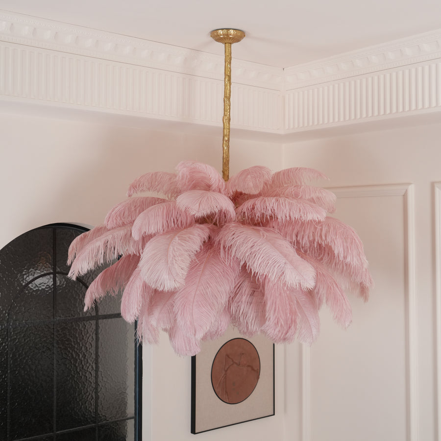 Ostrich Feather Chandelier, light off
