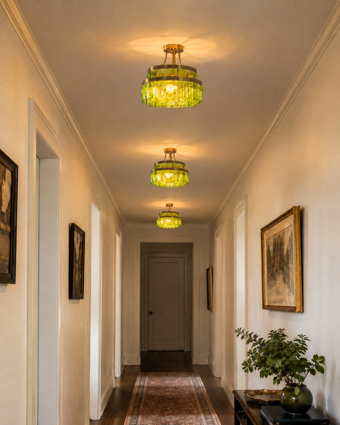 Aria Green Glass Flush Mount
