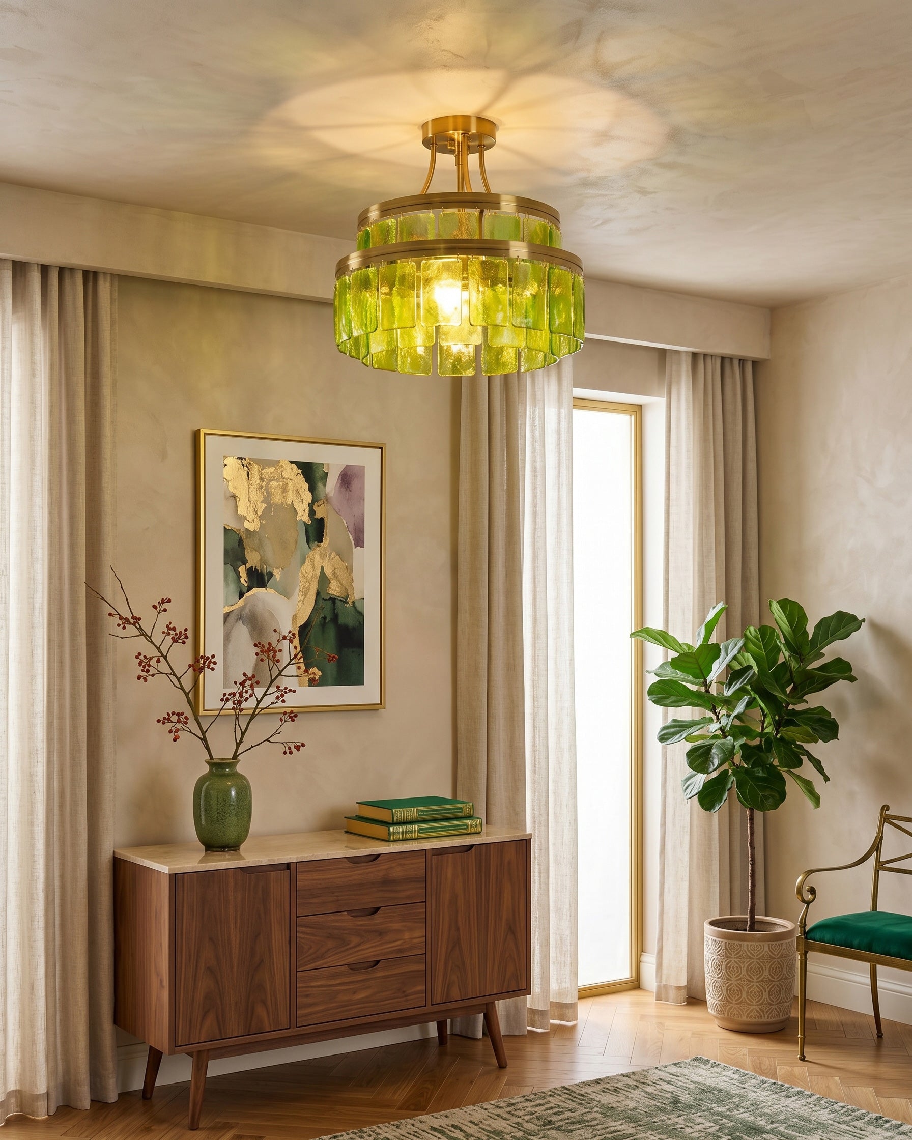 Aria Green Glass Flush Mount