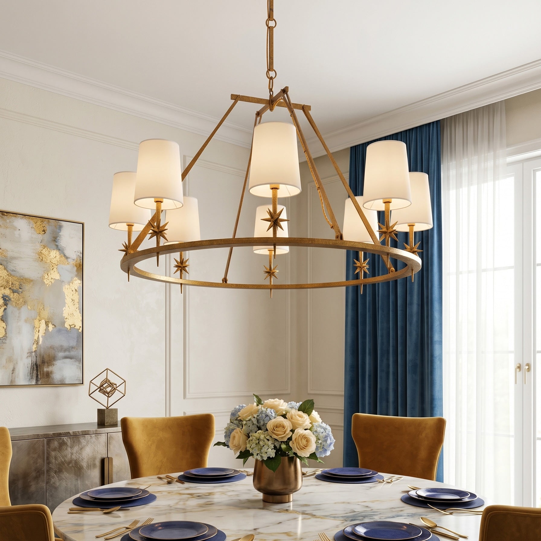 Astraea Star Wagon Wheel Chandelier