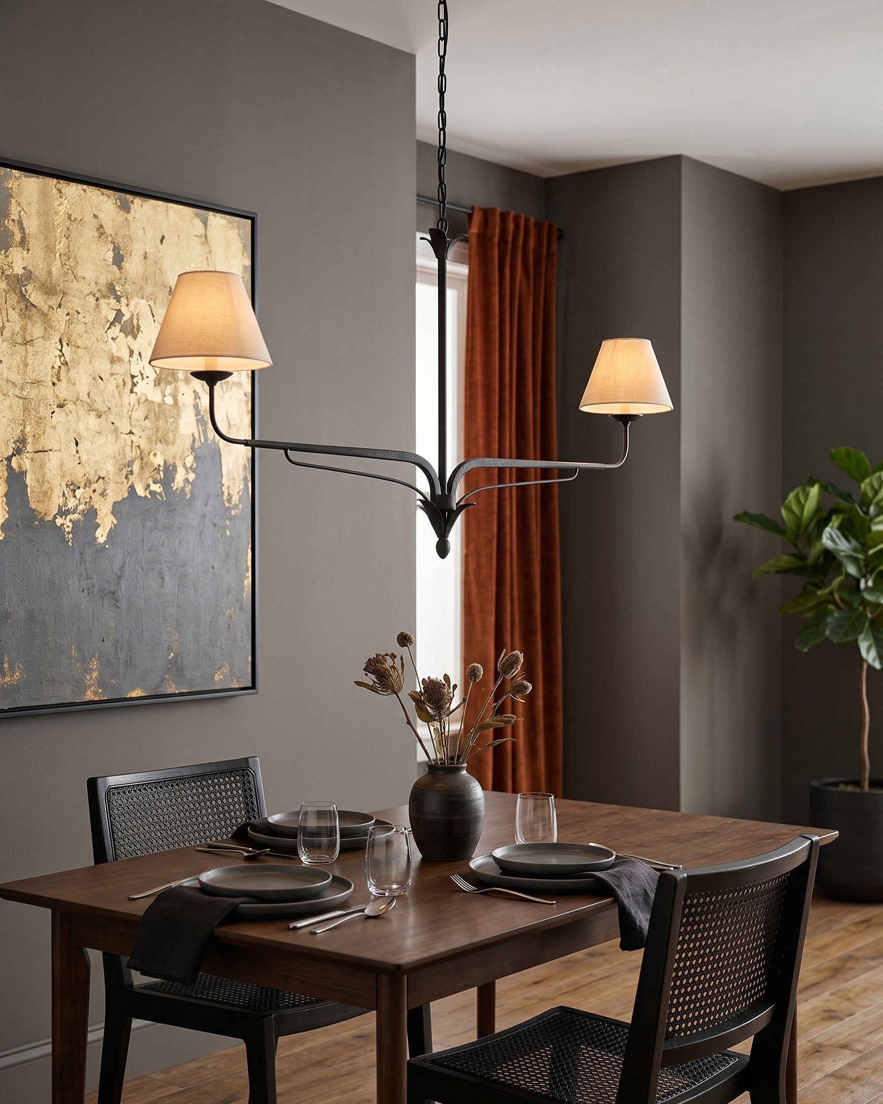 Aveline Wrought Iron Linear Chandelier