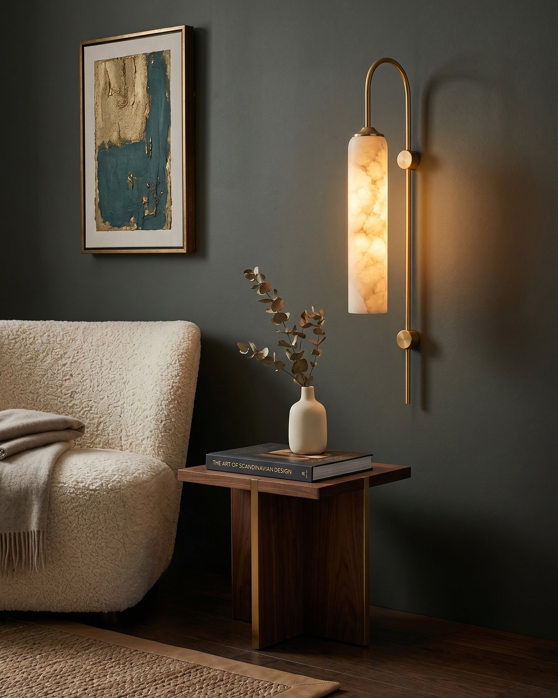 Float Long Tube Alabaster Wall Sconce
