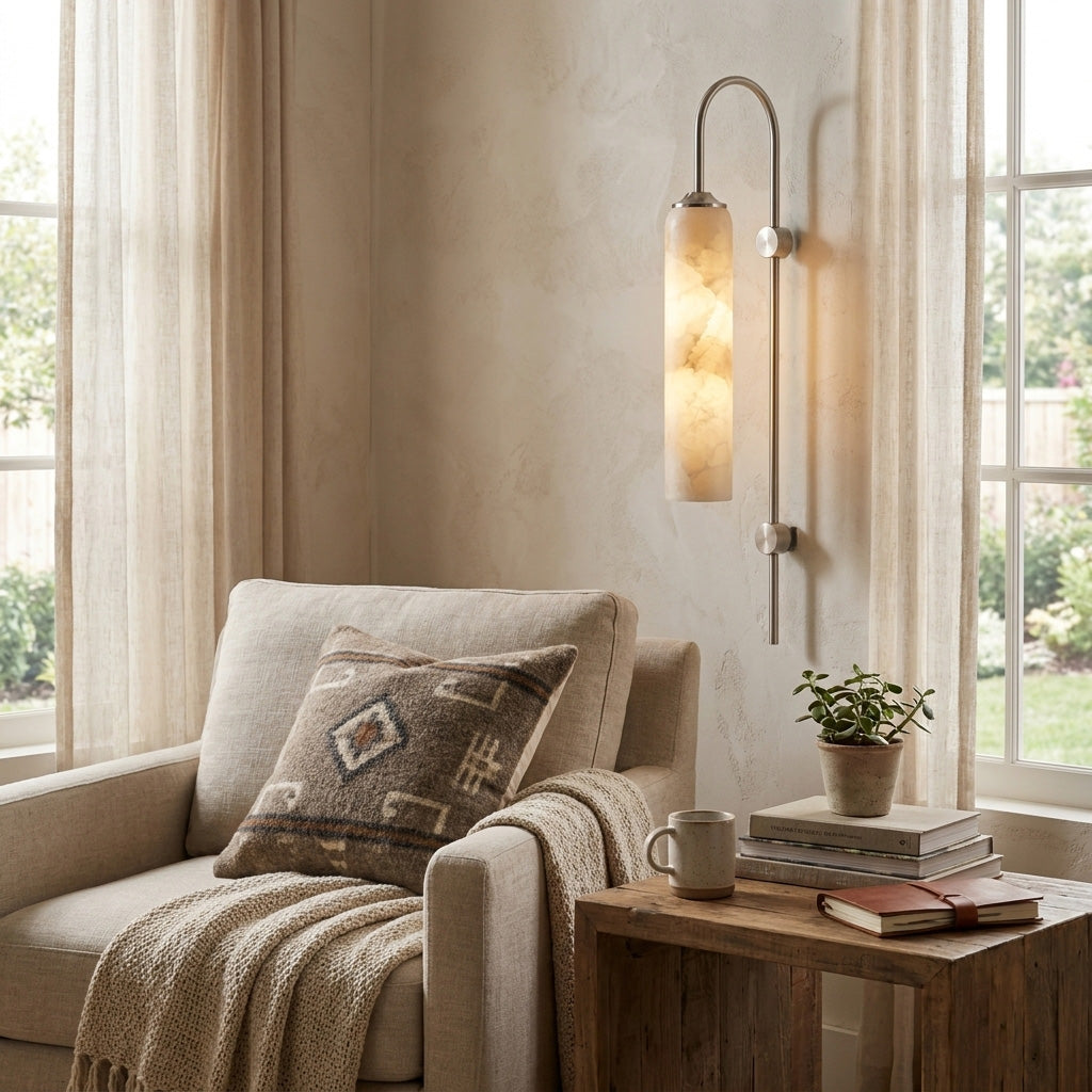 Float Long Tube Alabaster Wall Sconce