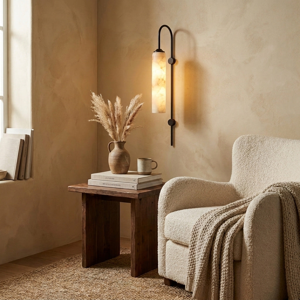 Float Long Tube Alabaster Wall Sconce