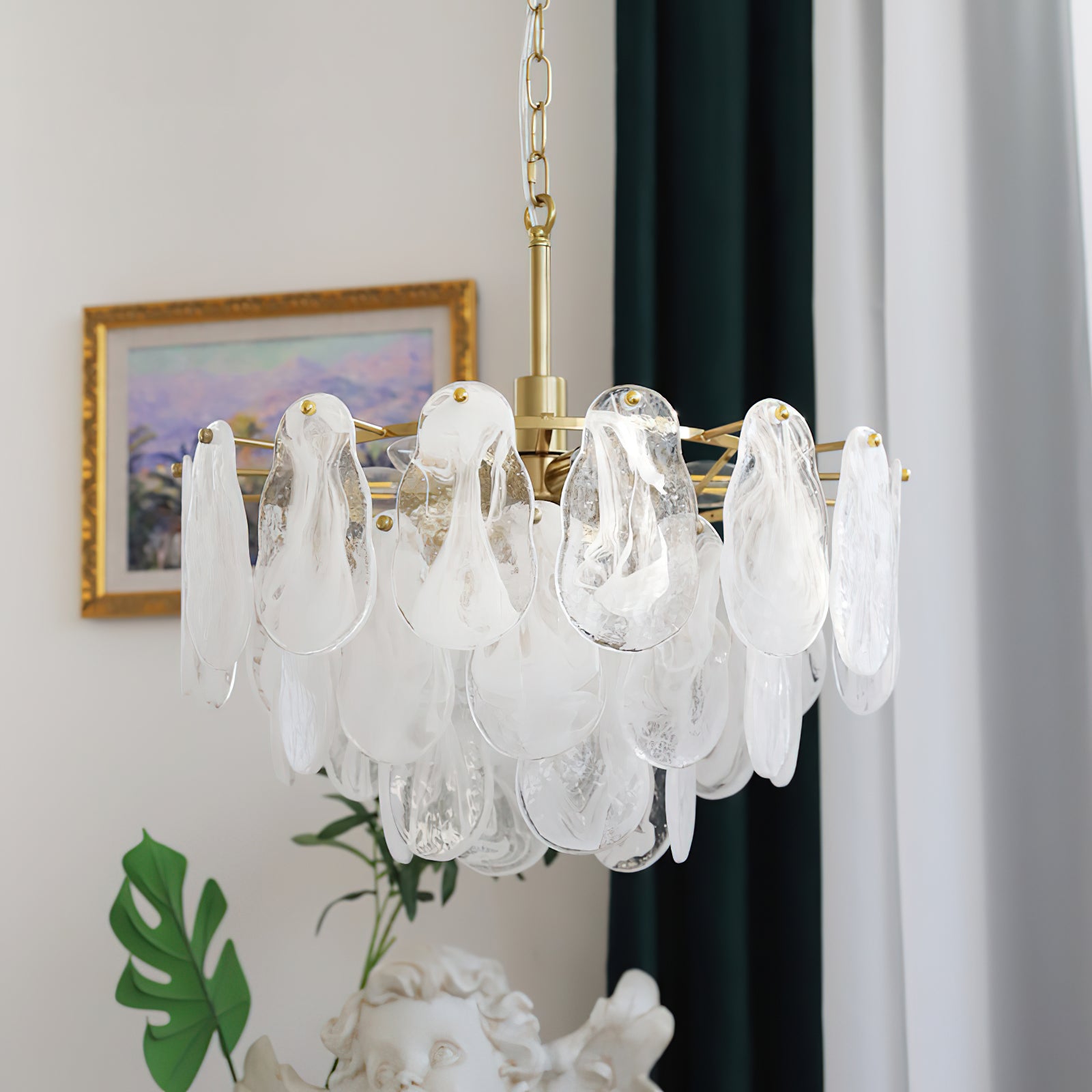 Round Cloud Glass Chandelier