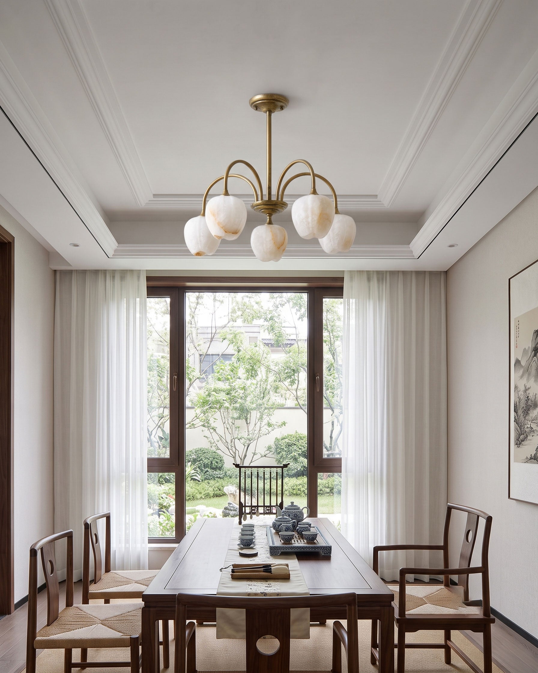 Rowena Alabaster Floral Chandelier