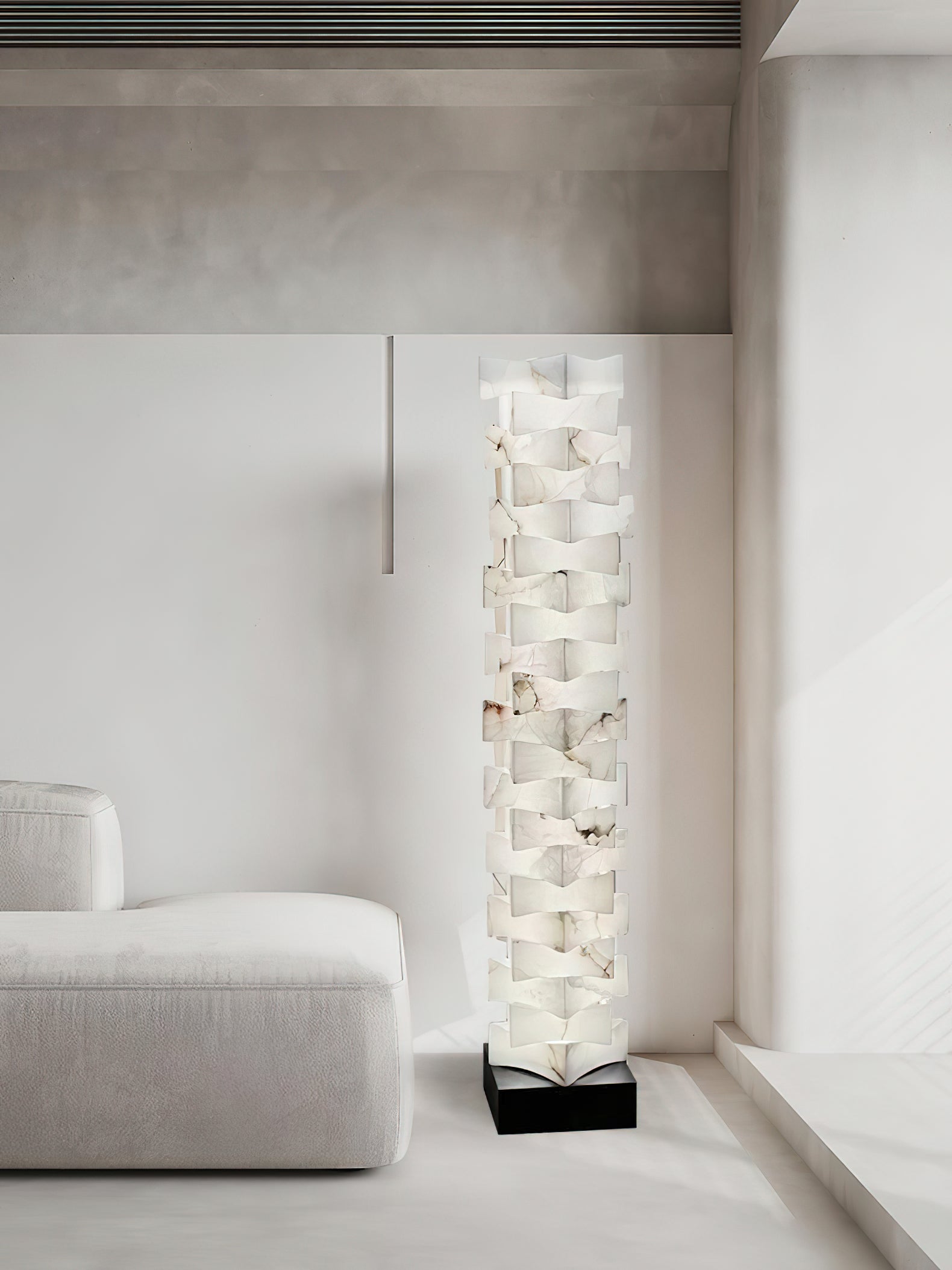 Stacked Alabaster Floor Lamp