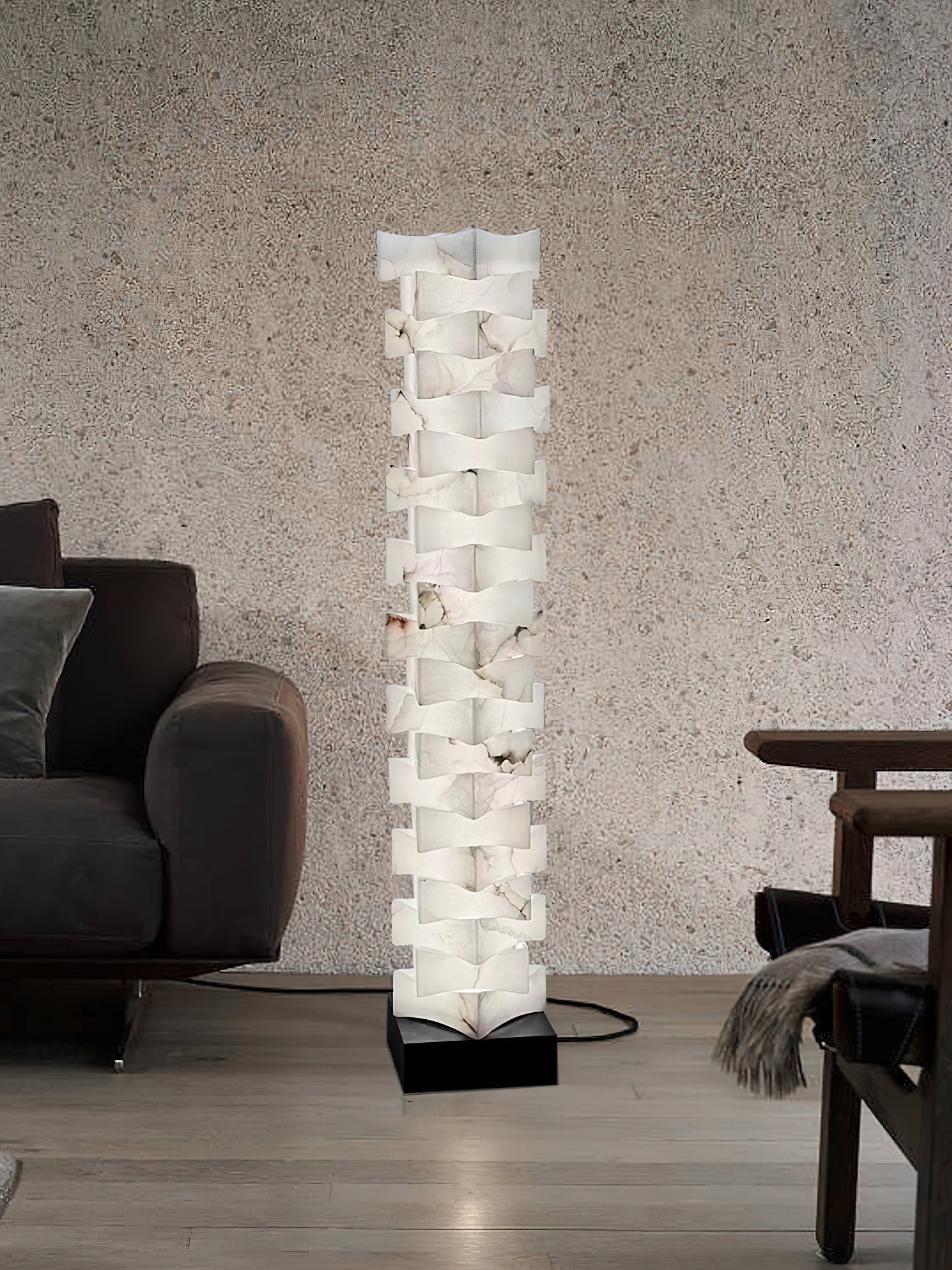 Stacked Alabaster Floor Lamp