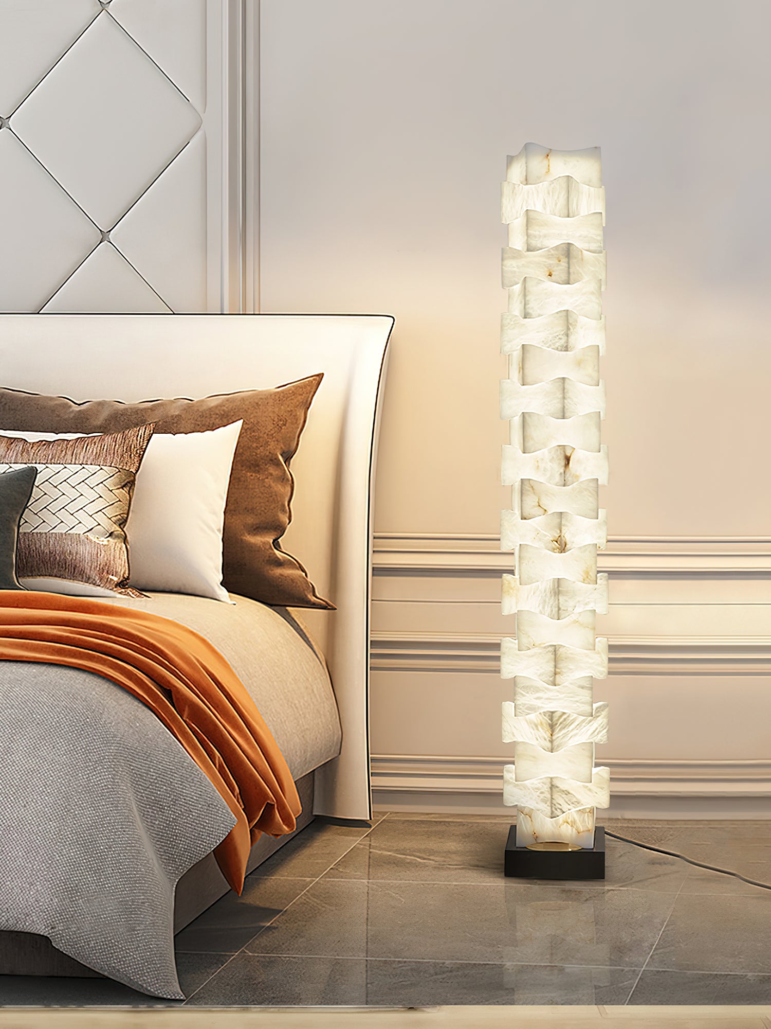 Stacked Alabaster Floor Lamp